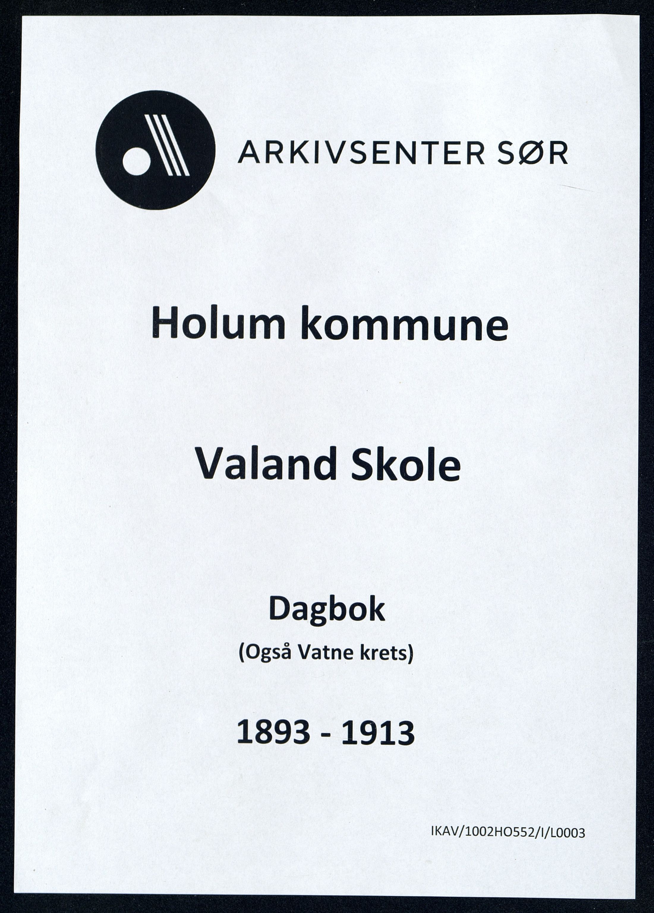Holum kommune - Valand Skole, IKAV/1002HO552/I/L0003: Dagbok, 1893-1913