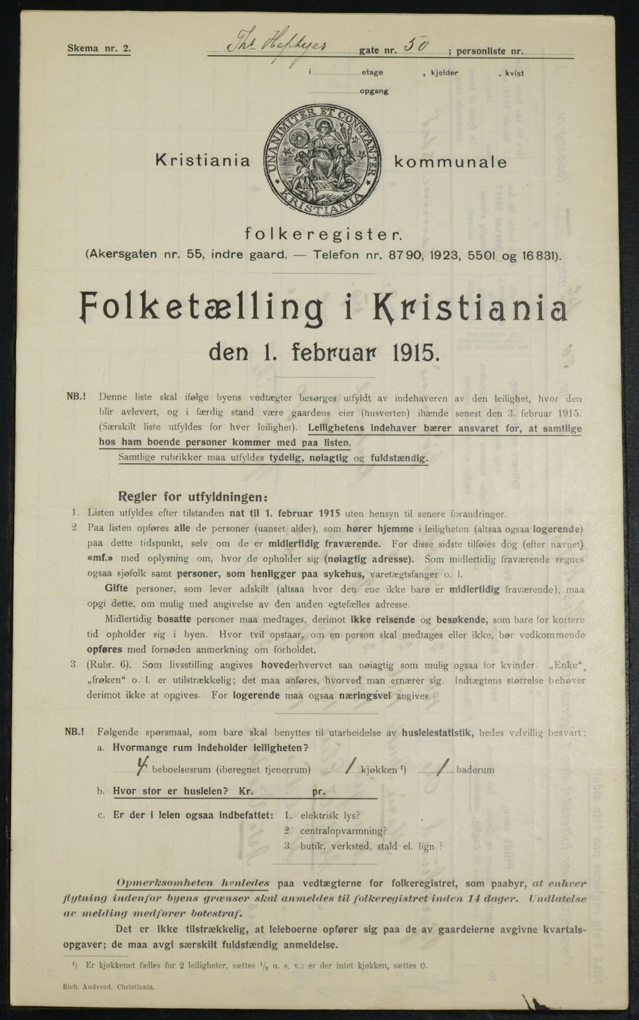 OBA, Kommunal folketelling 1.2.1915 for Kristiania, 1915, s. 109494