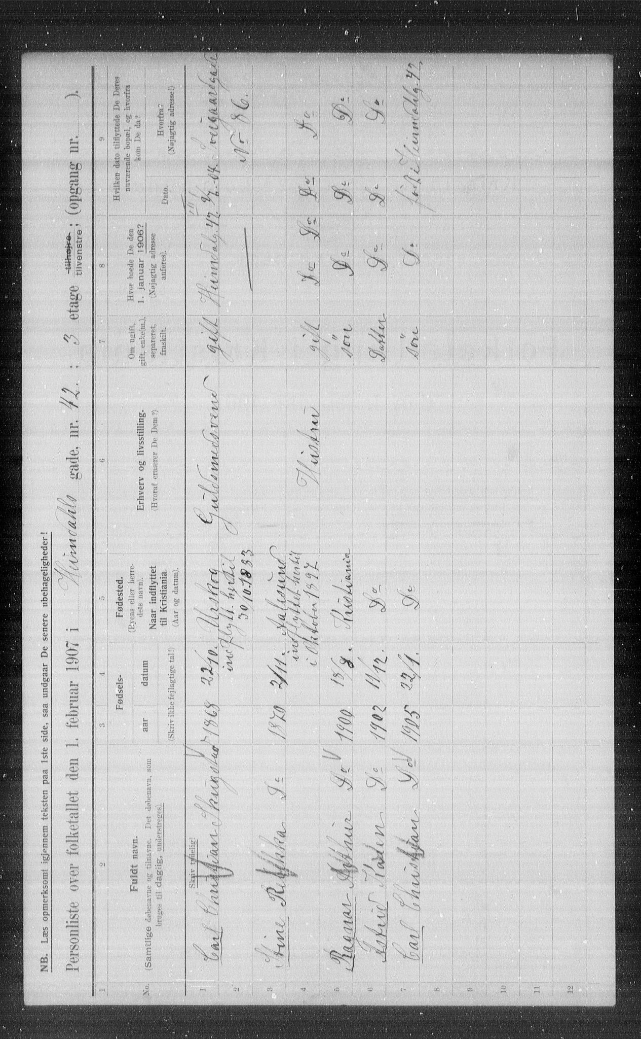 OBA, Kommunal folketelling 1.2.1907 for Kristiania kjøpstad, 1907, s. 19301