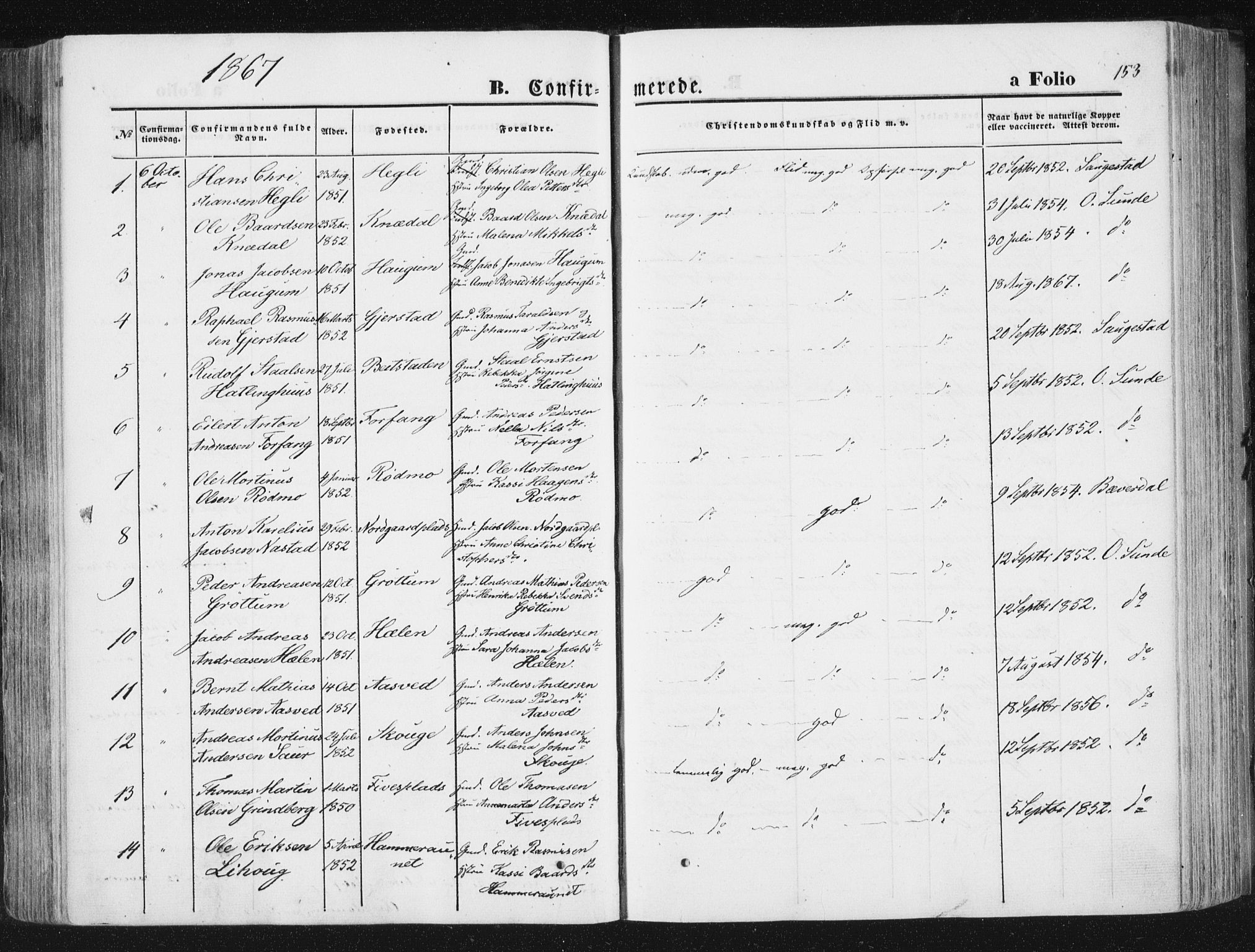 Ministerialprotokoller, klokkerbøker og fødselsregistre - Nord-Trøndelag, SAT/A-1458/746/L0447: Ministerialbok nr. 746A06, 1860-1877, s. 153