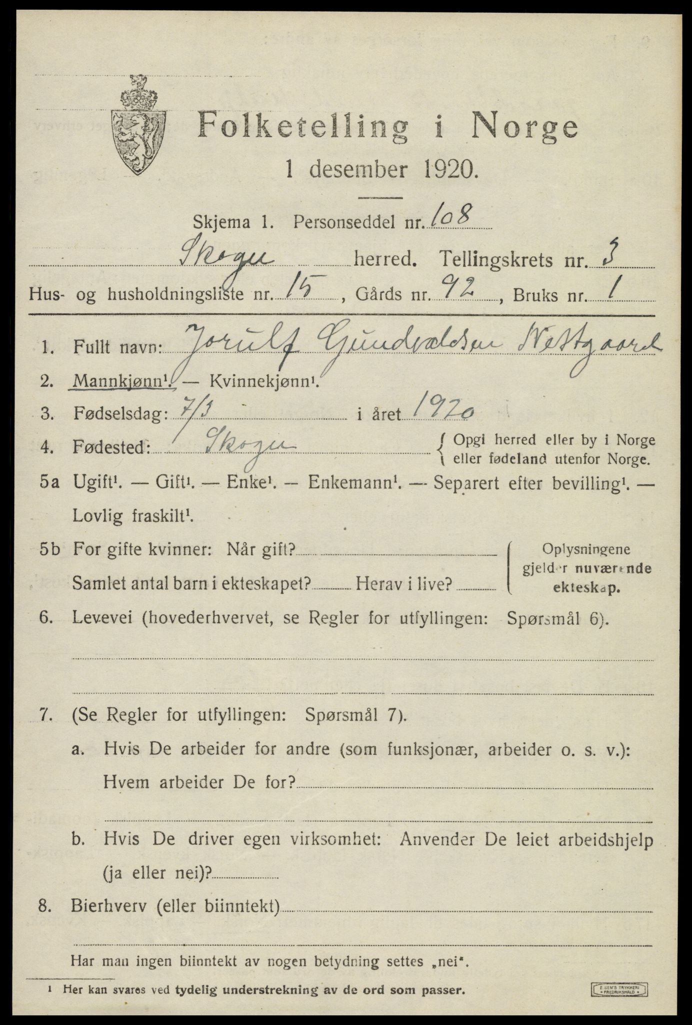 SAT, Folketelling 1920 for 1719 Skogn herred, 1920, s. 4809