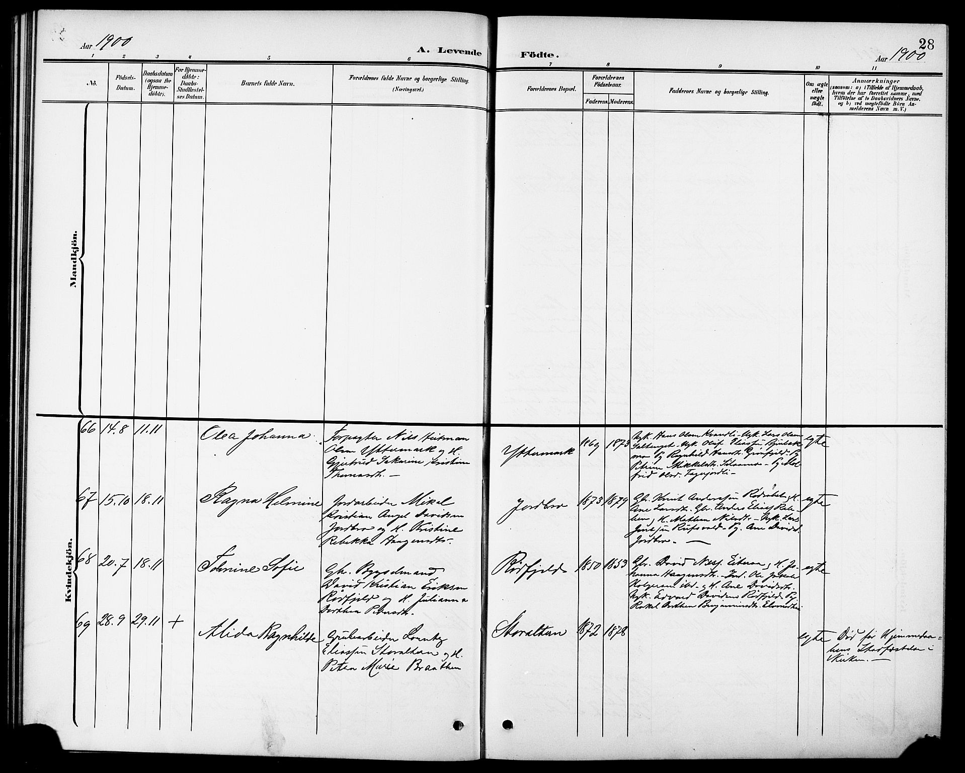 Ministerialprotokoller, klokkerbøker og fødselsregistre - Nordland, SAT/A-1459/827/L0422: Klokkerbok nr. 827C11, 1899-1912, s. 28