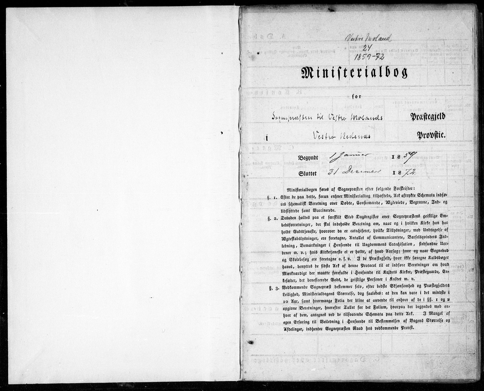 Vestre Moland sokneprestkontor, SAK/1111-0046/F/Fa/Fab/L0007: Ministerialbok nr. A 7, 1859-1872
