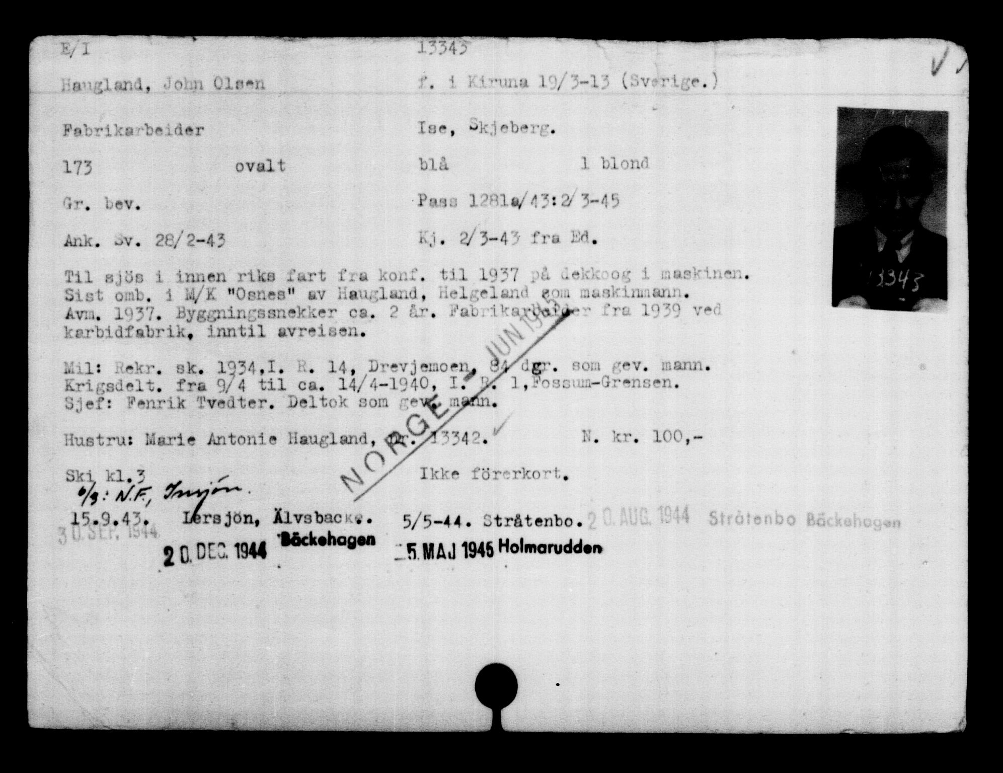 Den Kgl. Norske Legasjons Flyktningskontor, AV/RA-S-6753/V/Va/L0007: Kjesäterkartoteket.  Flyktningenr. 12700-15723, 1940-1945, s. 732