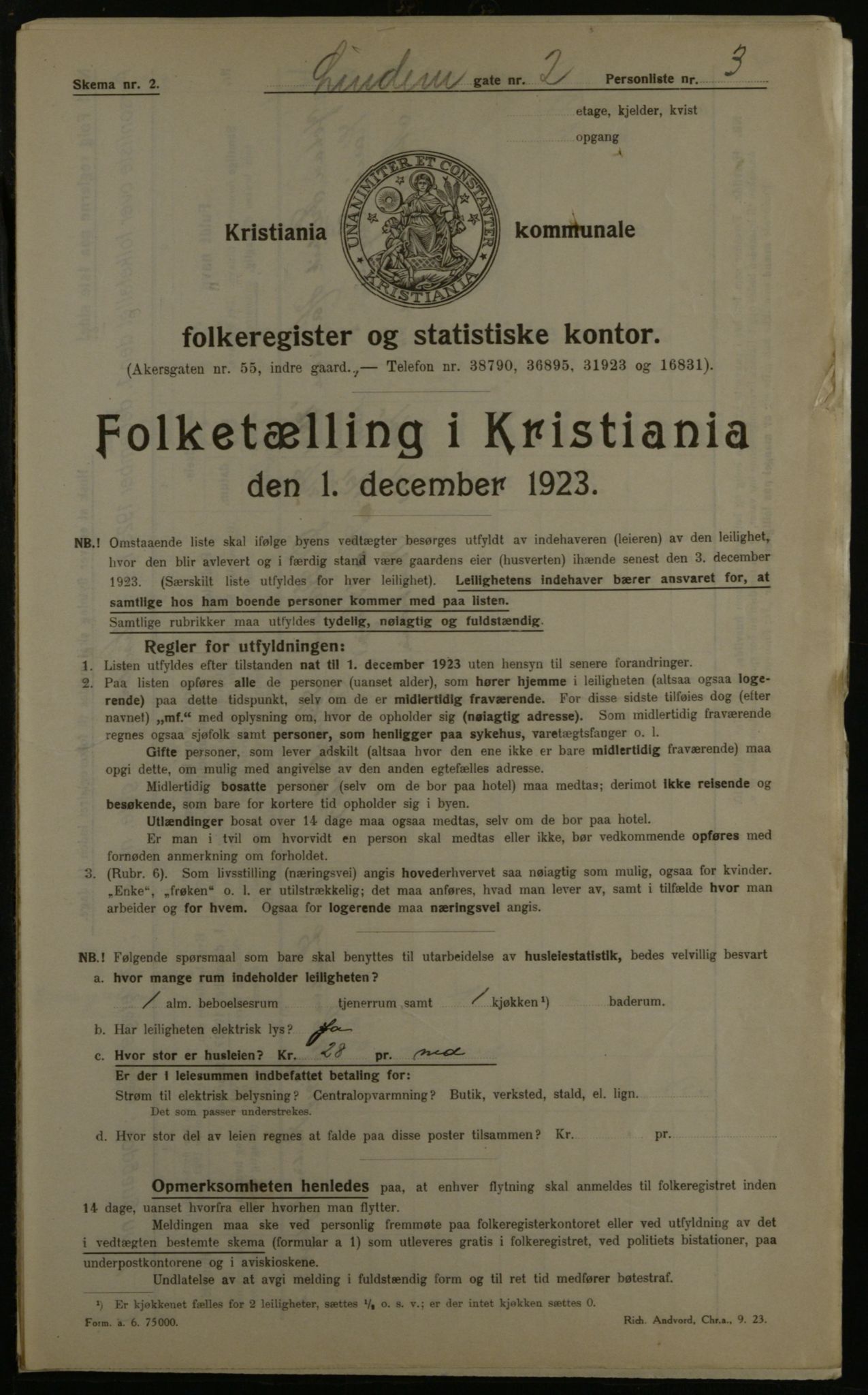 OBA, Kommunal folketelling 1.12.1923 for Kristiania, 1923, s. 64045