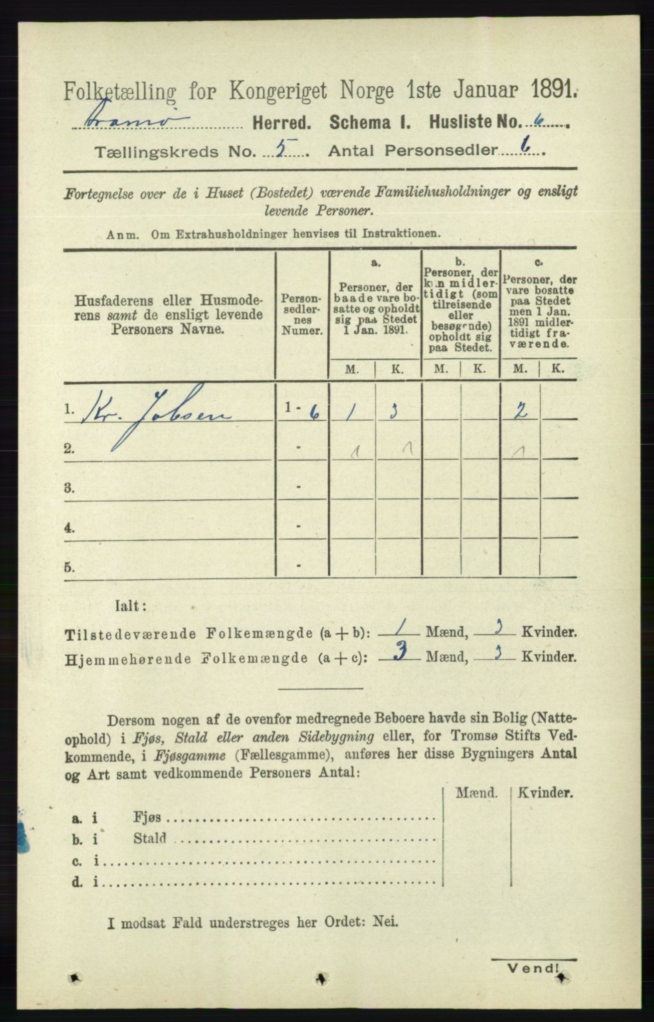 RA, Folketelling 1891 for 0921 Tromøy herred, 1891, s. 2076