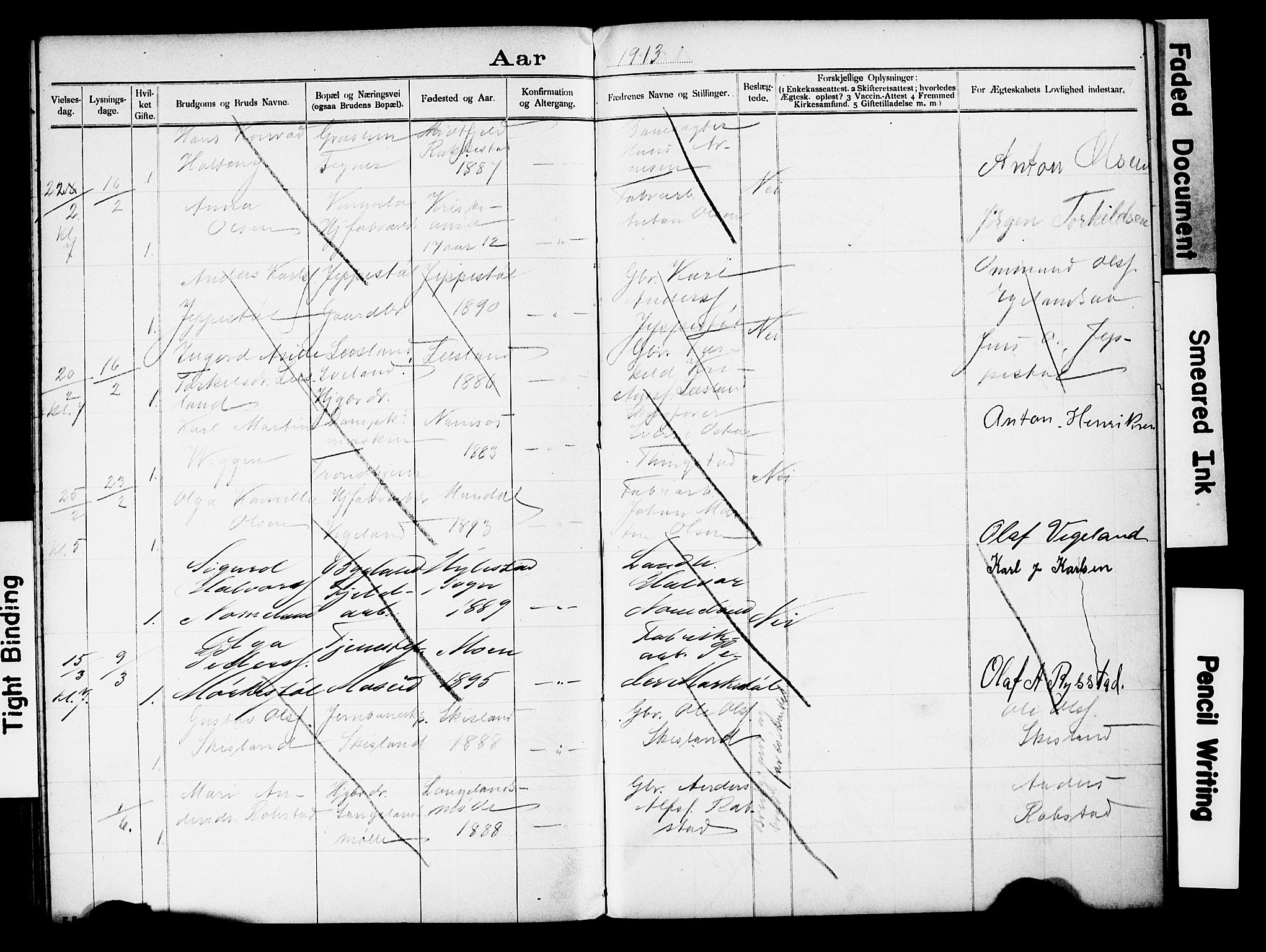 Vennesla sokneprestkontor, AV/SAK-1111-0045/J/L0032/0004: Lysningsprotokoll nr. II 5 2, 1892-1917, s. 72
