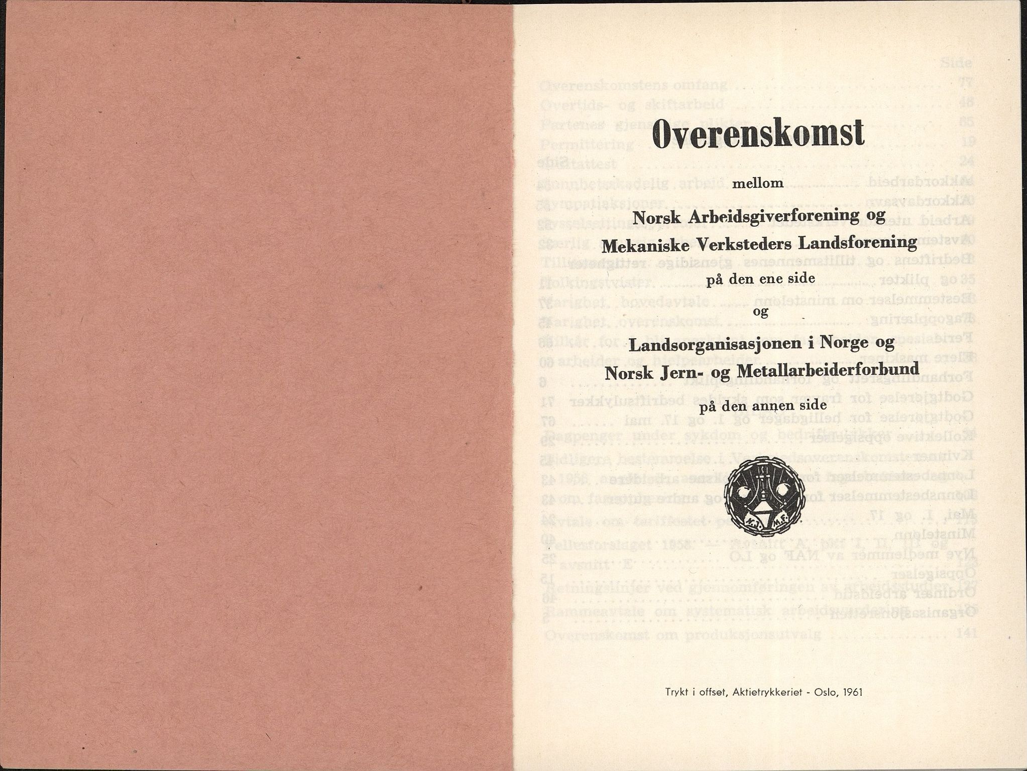 Norsk jern- og metallarbeiderforbund, AAB/ARK-1659/O/L0001/0029: Verkstedsoverenskomsten / Verkstedsoverenskomsten, 1961