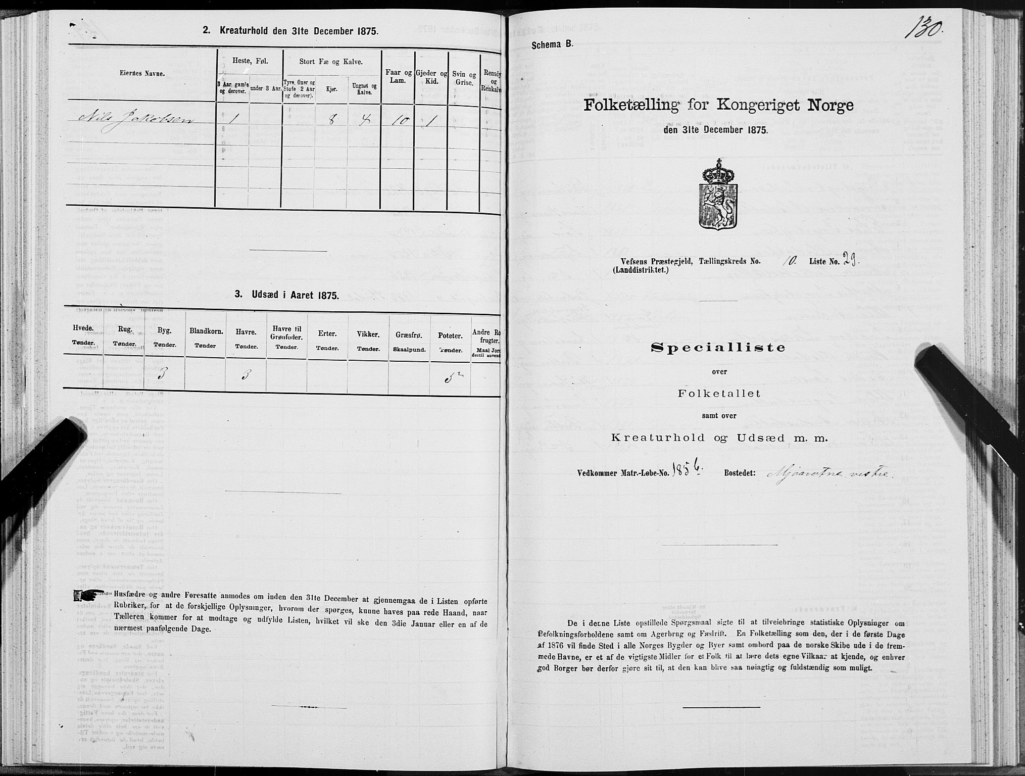 SAT, Folketelling 1875 for 1824L Vefsn prestegjeld, Vefsn sokn, 1875, s. 3130