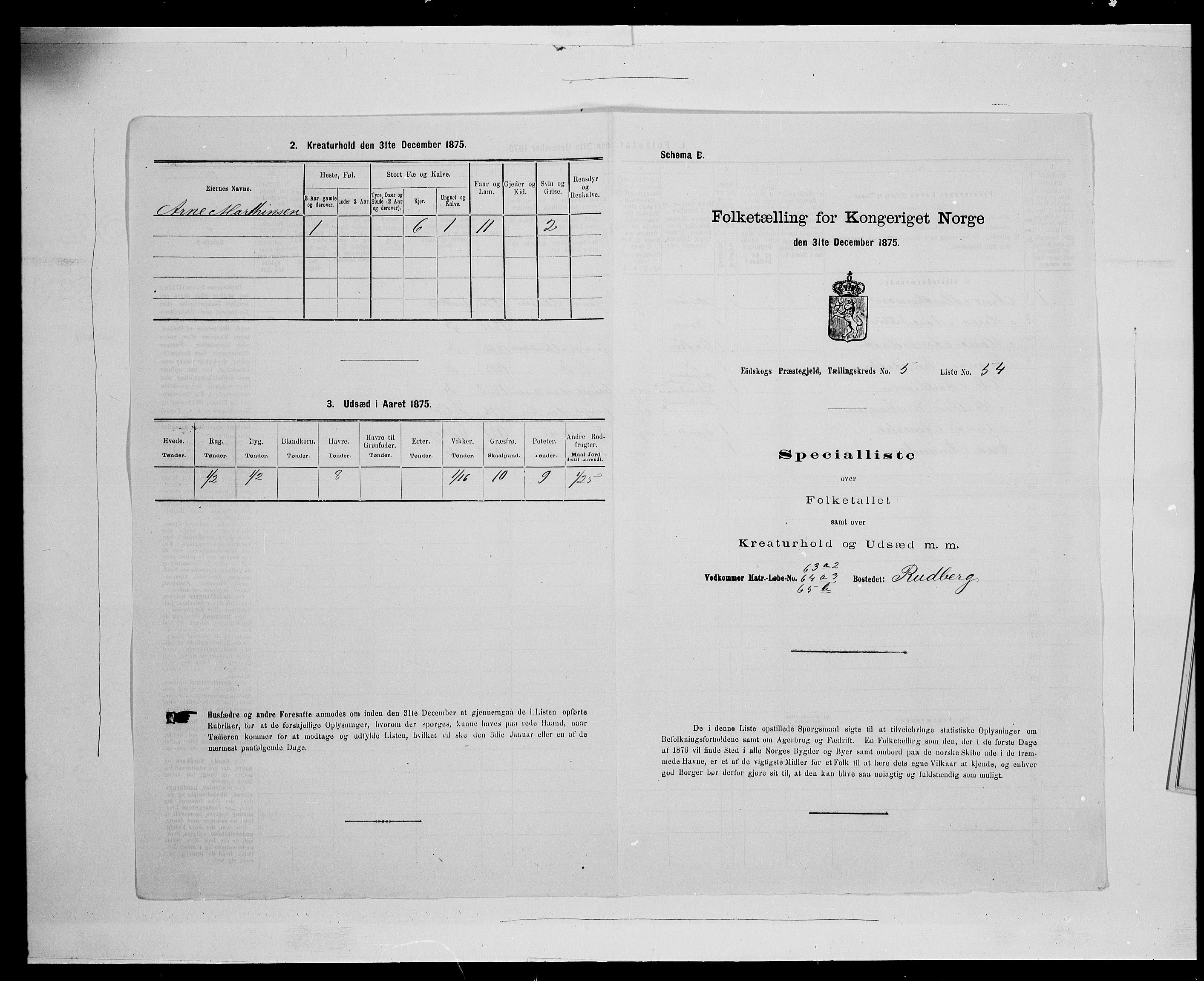 SAH, Folketelling 1875 for 0420P Eidskog prestegjeld, 1875, s. 947