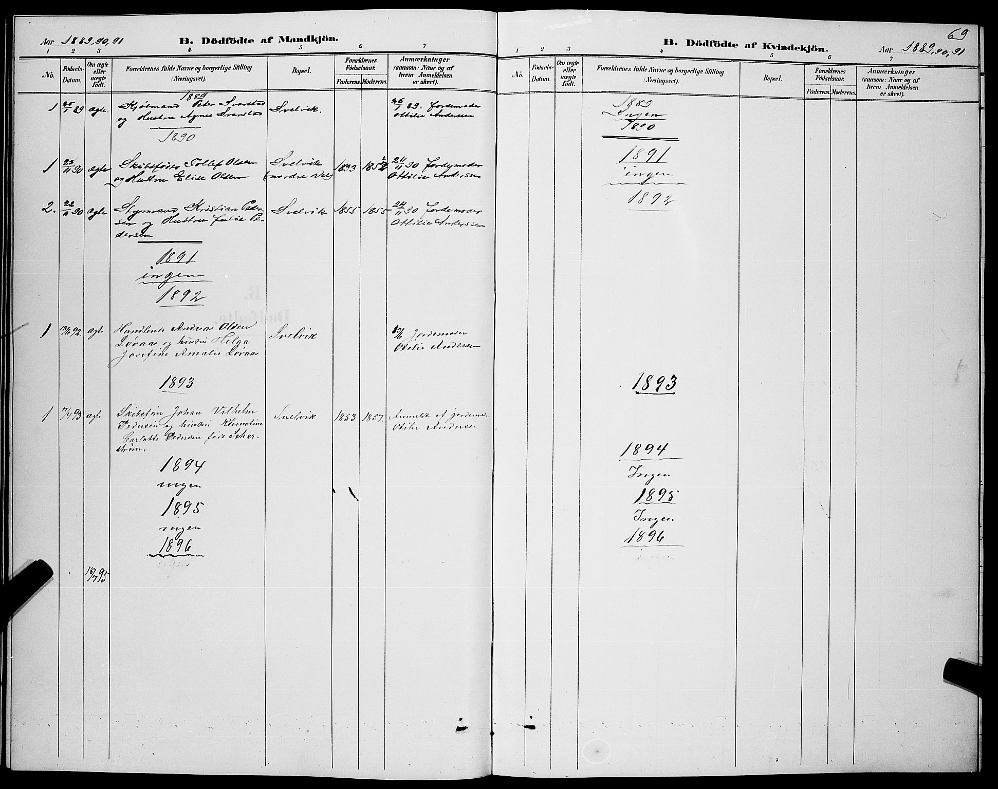 Strømm kirkebøker, AV/SAKO-A-322/G/Gb/L0001: Klokkerbok nr. II 1, 1889-1896, s. 69