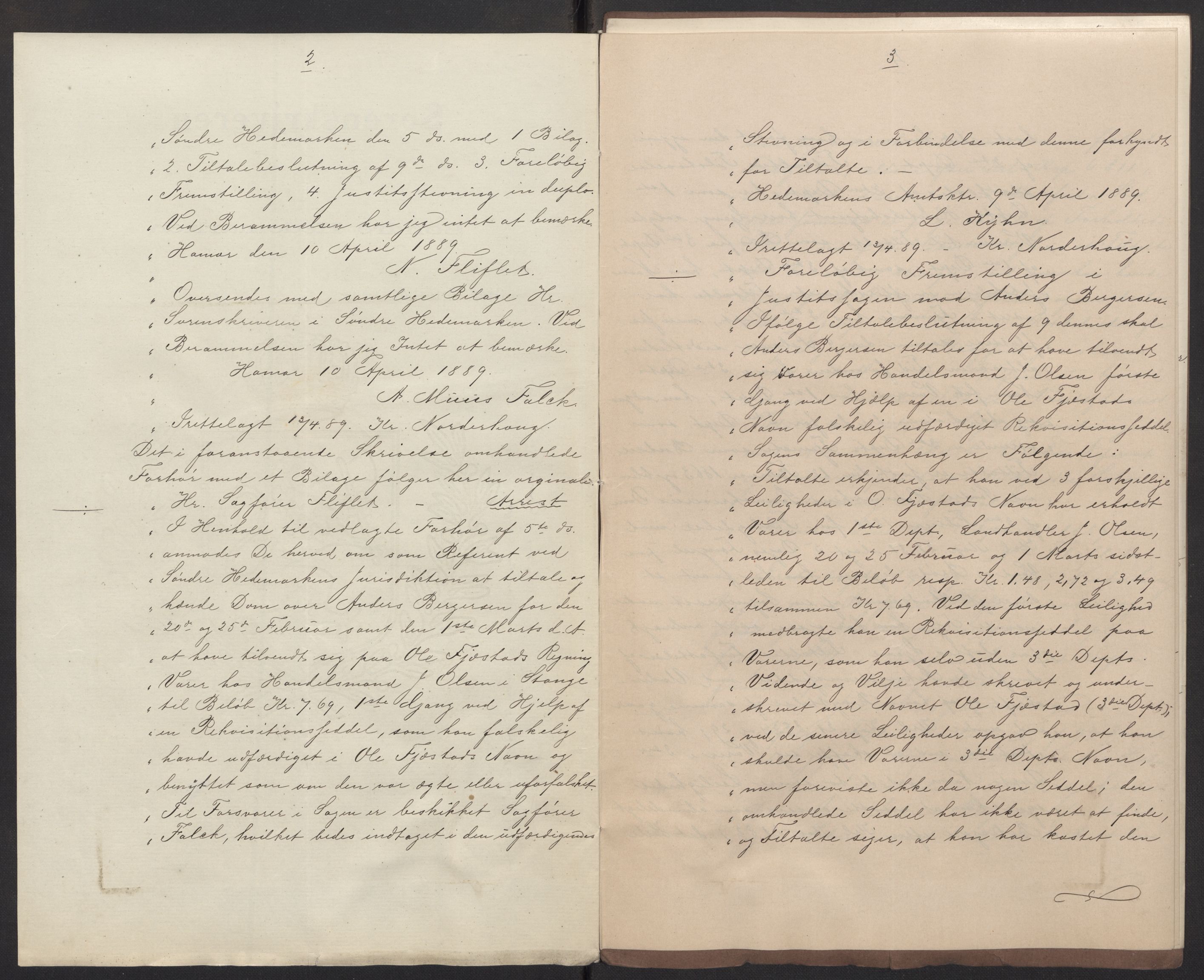 Botsfengslet, AV/RA-S-1539/D/Dn/L0180/0005: Domsakter nr. 526h - 579h / Domsakt nr. 530h - Anders Bergersen Nordstad, f. 12.2.1863, 1889, s. 2