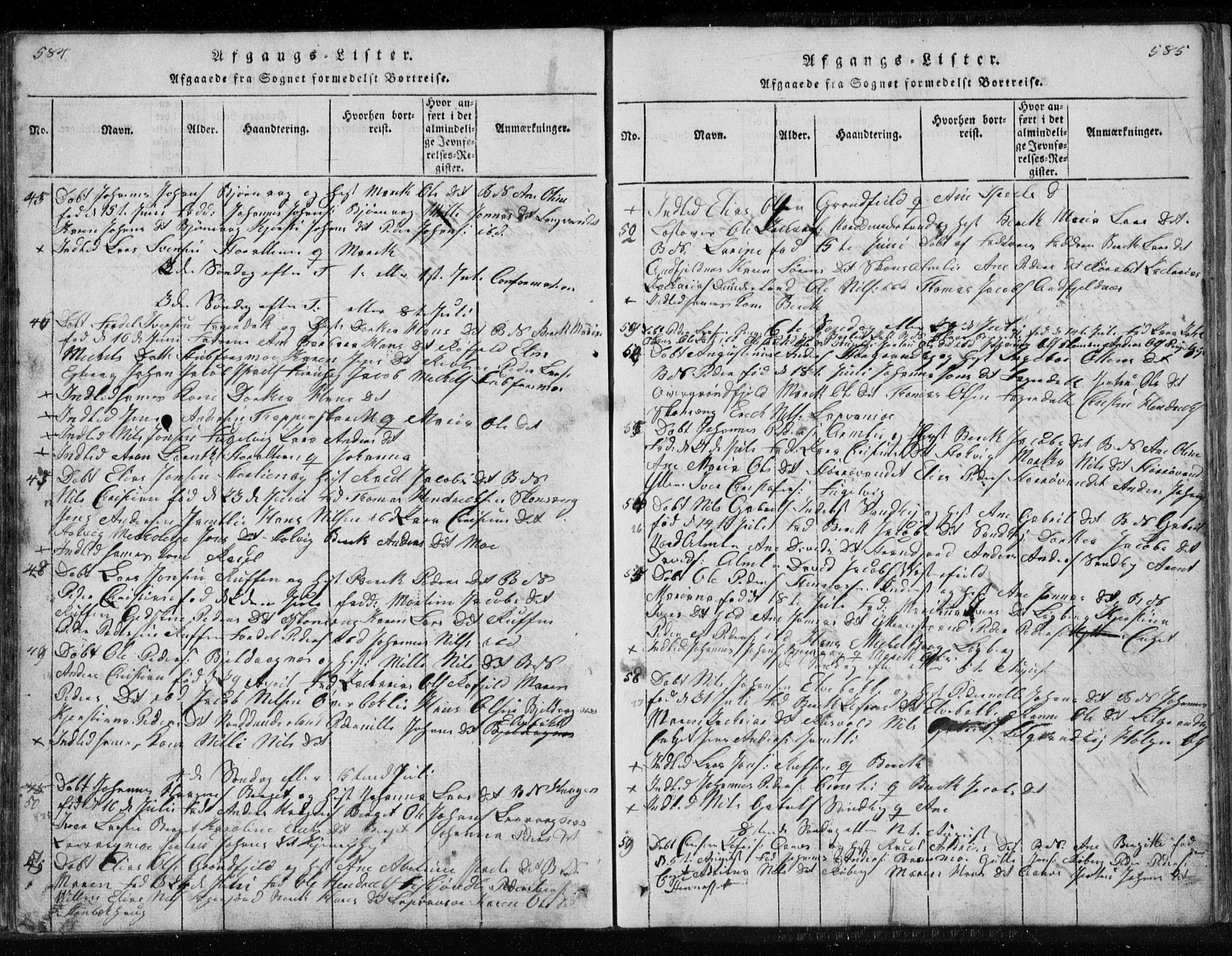 Ministerialprotokoller, klokkerbøker og fødselsregistre - Nordland, AV/SAT-A-1459/827/L0412: Klokkerbok nr. 827C01, 1820-1841, s. 584-585