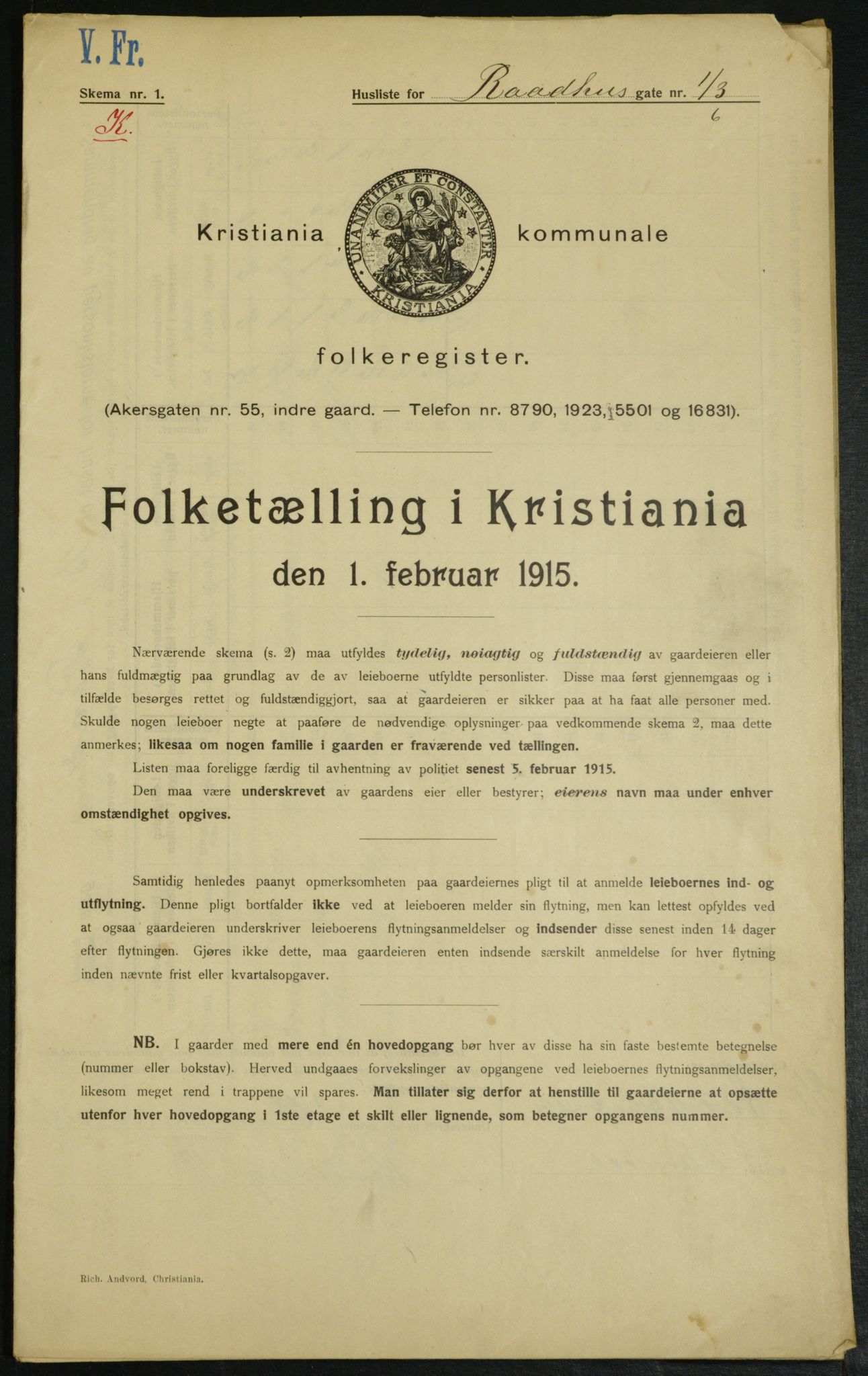 OBA, Kommunal folketelling 1.2.1915 for Kristiania, 1915, s. 85769