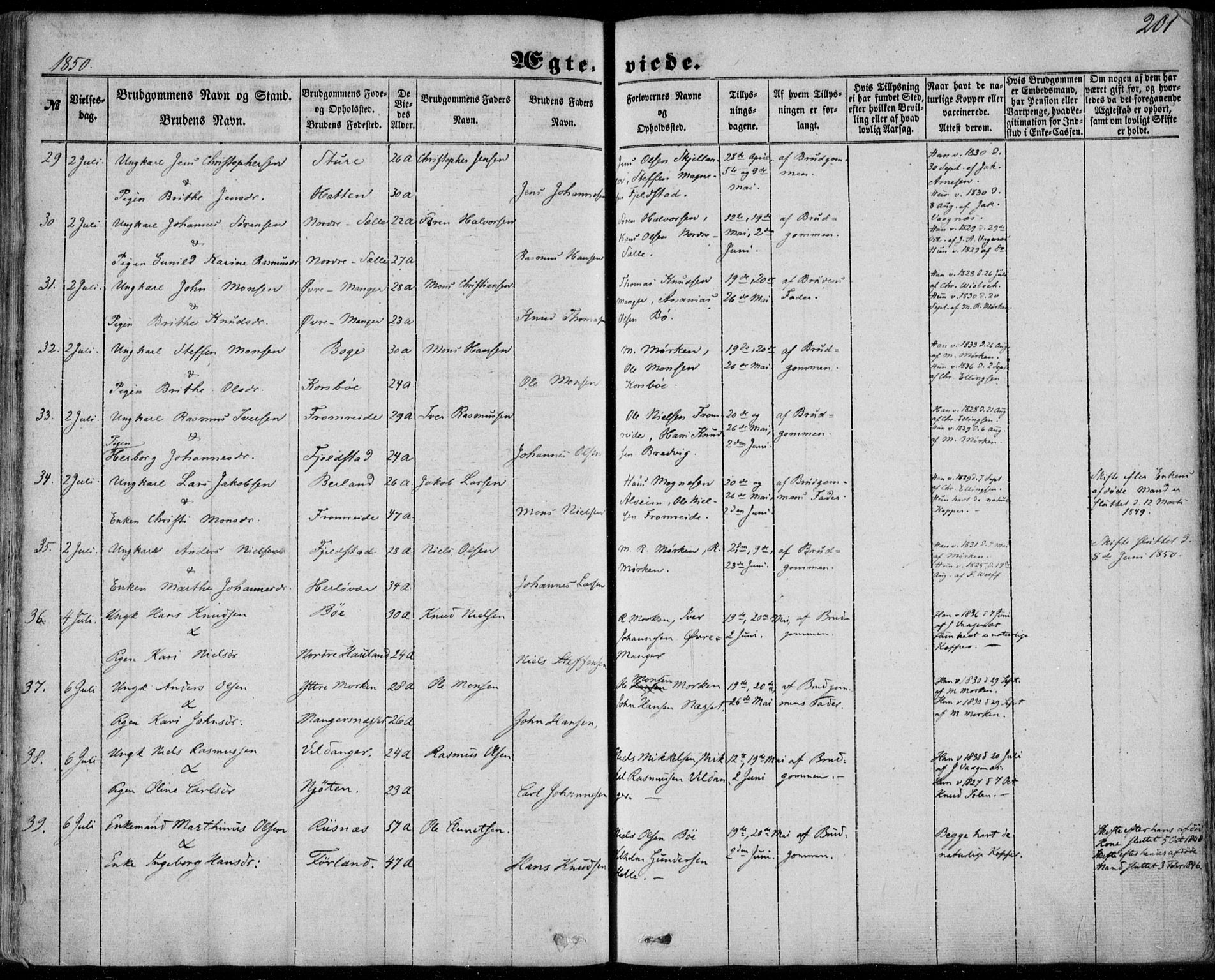 Manger sokneprestembete, AV/SAB-A-76801/H/Haa: Ministerialbok nr. A 6, 1849-1859, s. 201