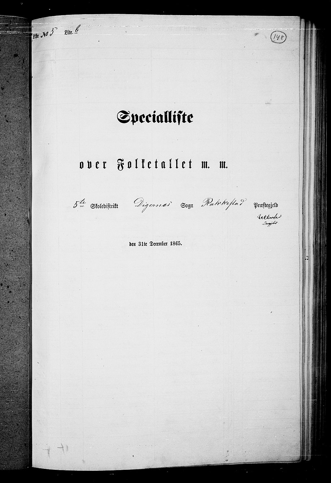 RA, Folketelling 1865 for 0128P Rakkestad prestegjeld, 1865, s. 146