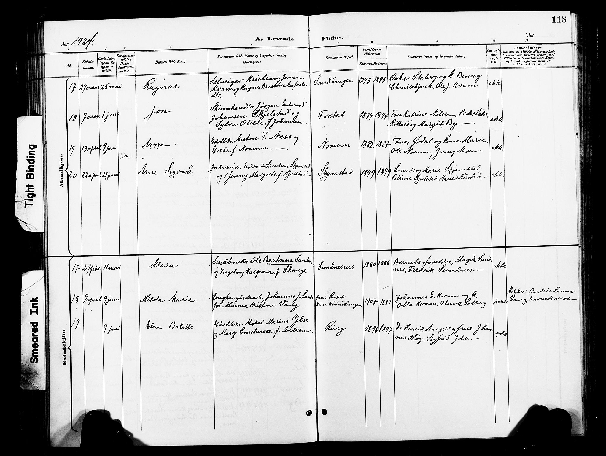 Ministerialprotokoller, klokkerbøker og fødselsregistre - Nord-Trøndelag, SAT/A-1458/730/L0302: Klokkerbok nr. 730C05, 1898-1924, s. 118