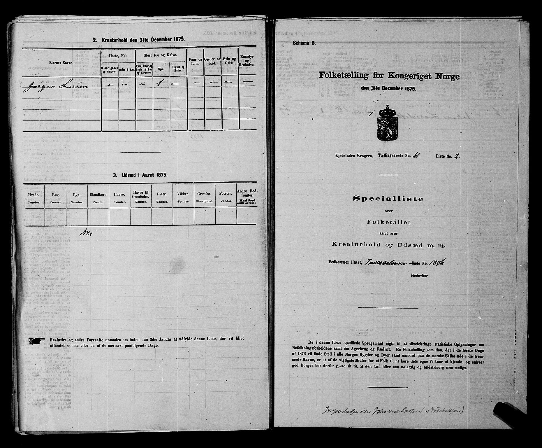 SAKO, Folketelling 1875 for 0801P Kragerø prestegjeld, 1875, s. 1393