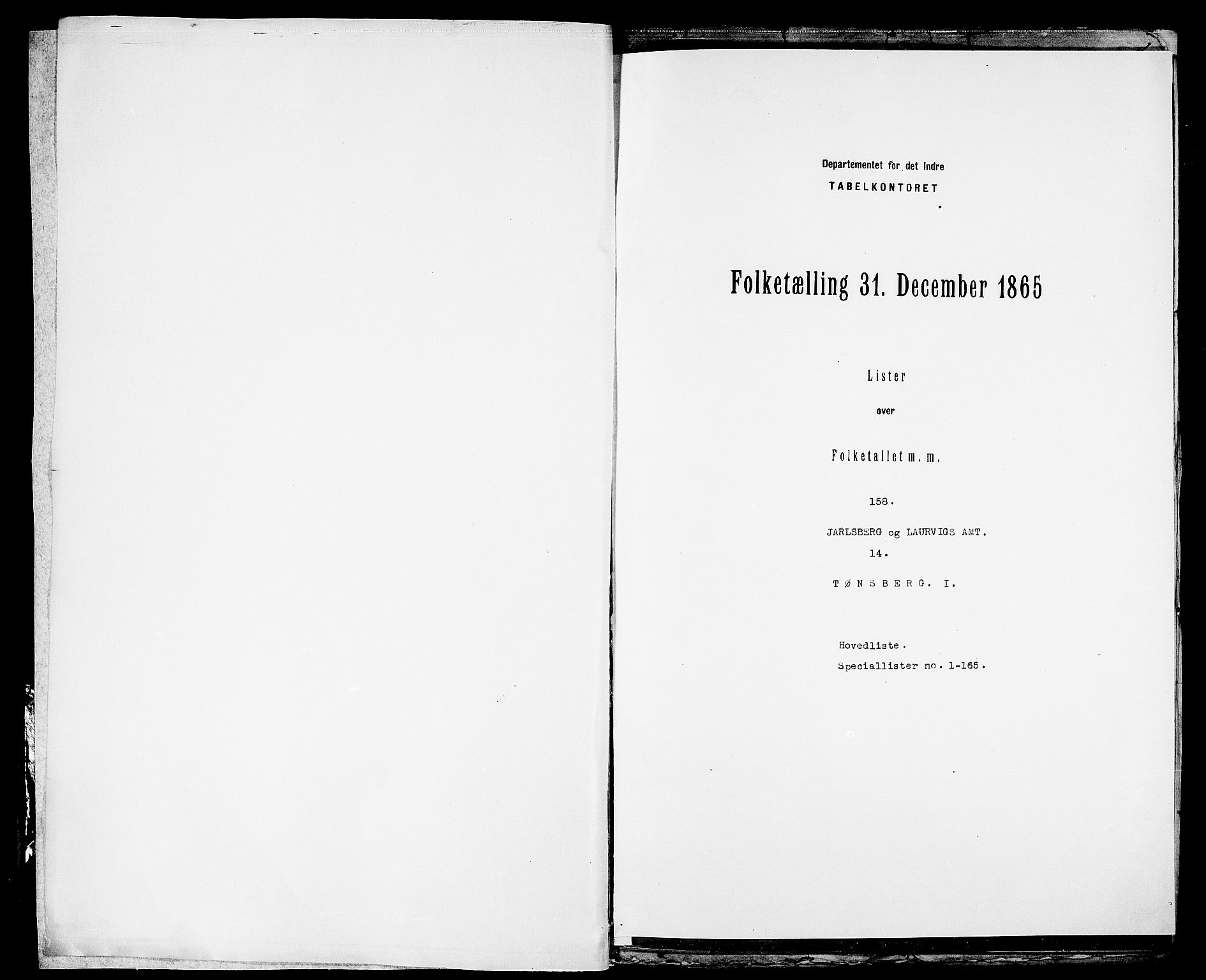 RA, Folketelling 1865 for 0705P Tønsberg prestegjeld, 1865, s. 3