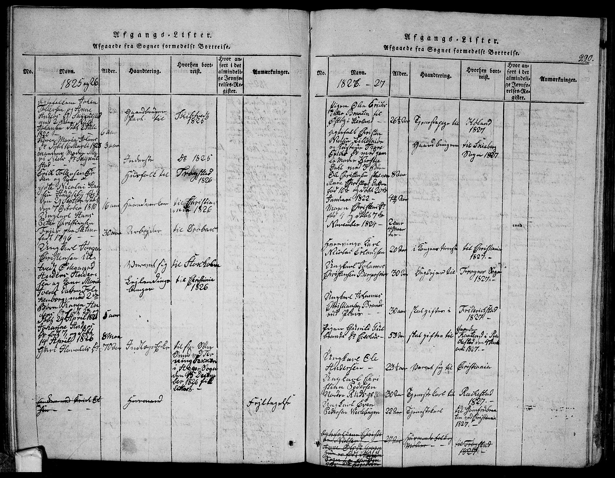 Eidsberg prestekontor Kirkebøker, SAO/A-10905/G/Ga/L0001: Klokkerbok nr. I 1, 1814-1831, s. 290