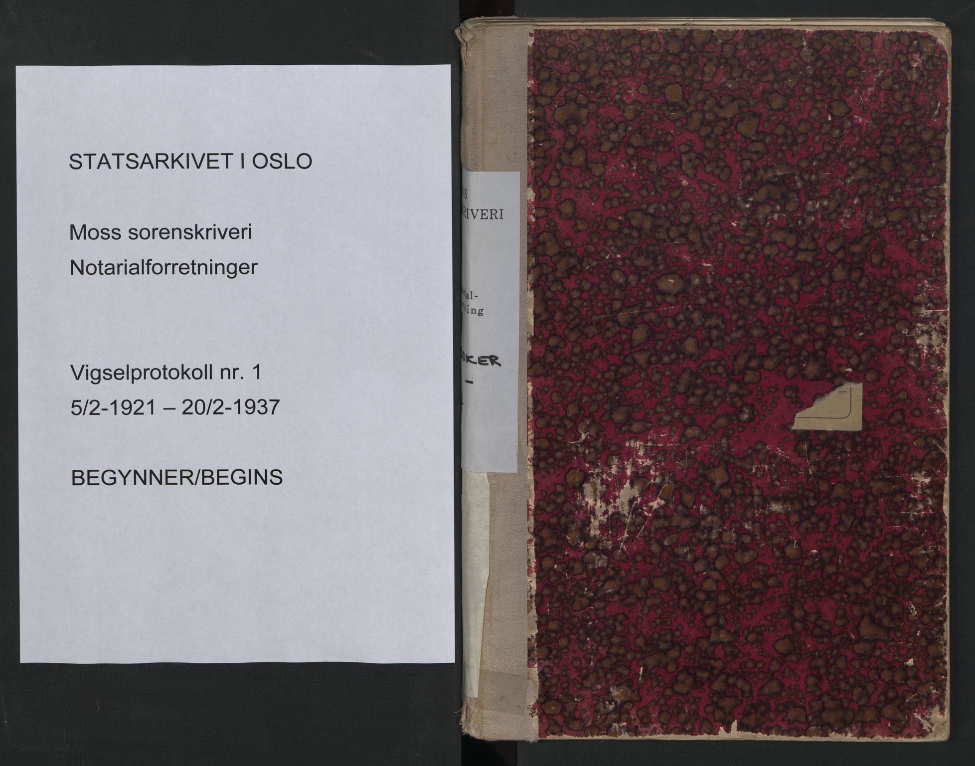 Moss sorenskriveri, AV/SAO-A-10168, 1921-1937
