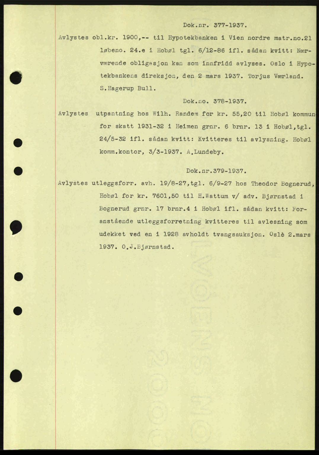 Moss sorenskriveri, SAO/A-10168: Pantebok nr. B3, 1937-1937, Dagboknr: 377/1937