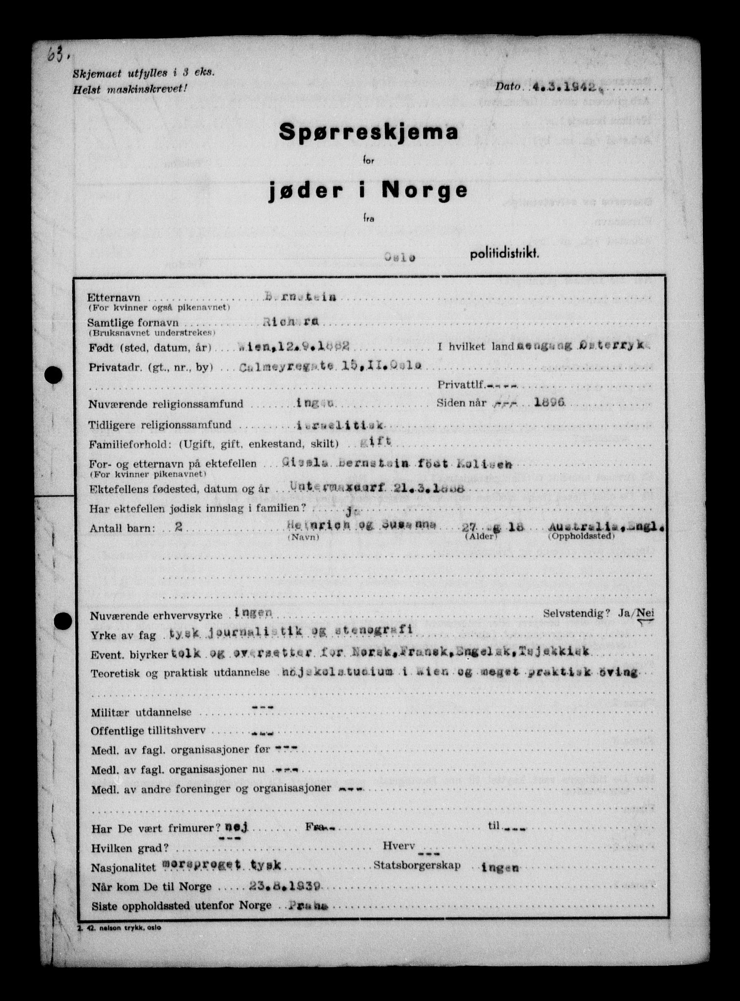 Statspolitiet - Hovedkontoret / Osloavdelingen, AV/RA-S-1329/G/Ga/L0009: Spørreskjema for jøder i Norge, Oslo Alexander-Gutman, 1942, s. 191