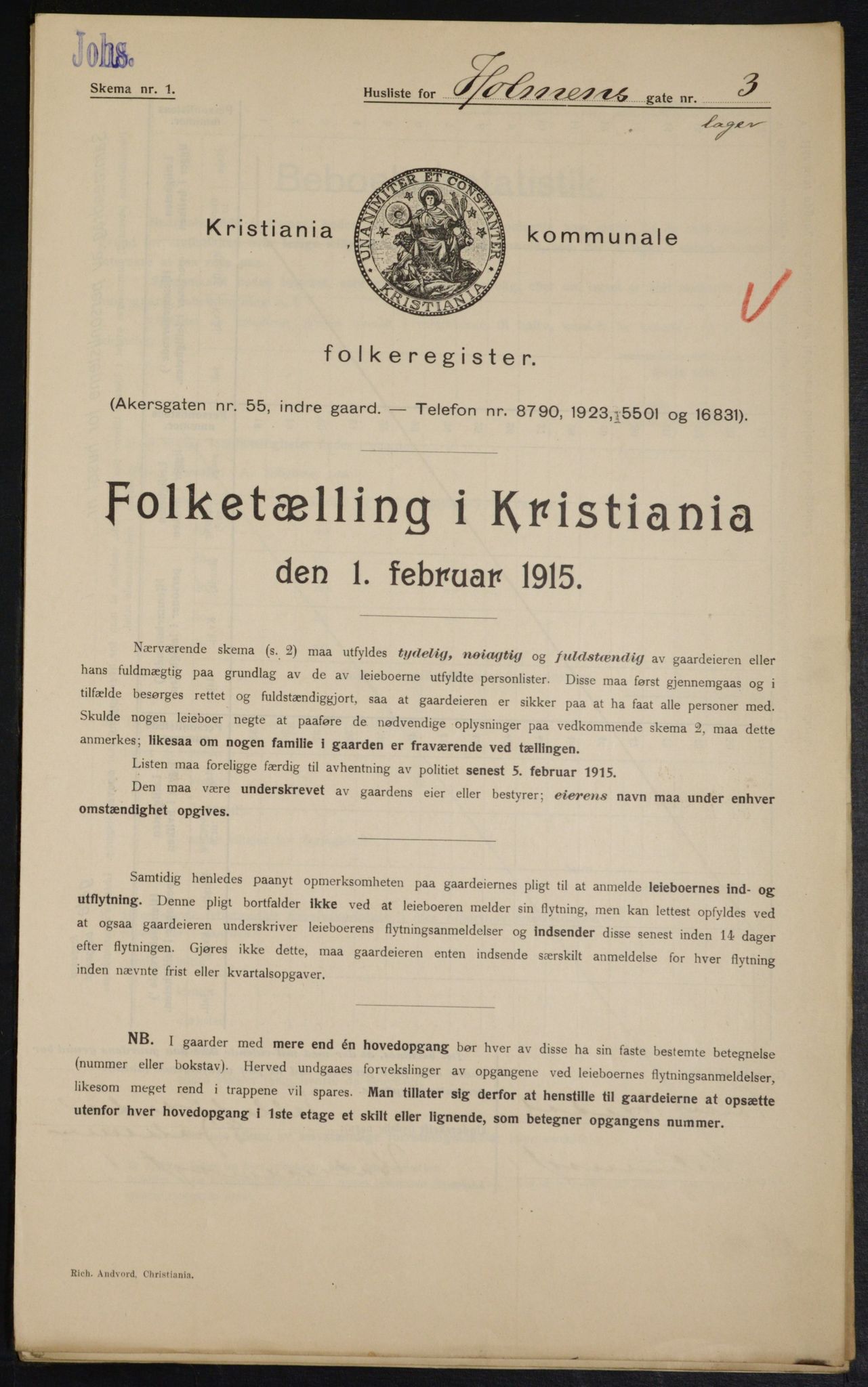 OBA, Kommunal folketelling 1.2.1915 for Kristiania, 1915, s. 40418