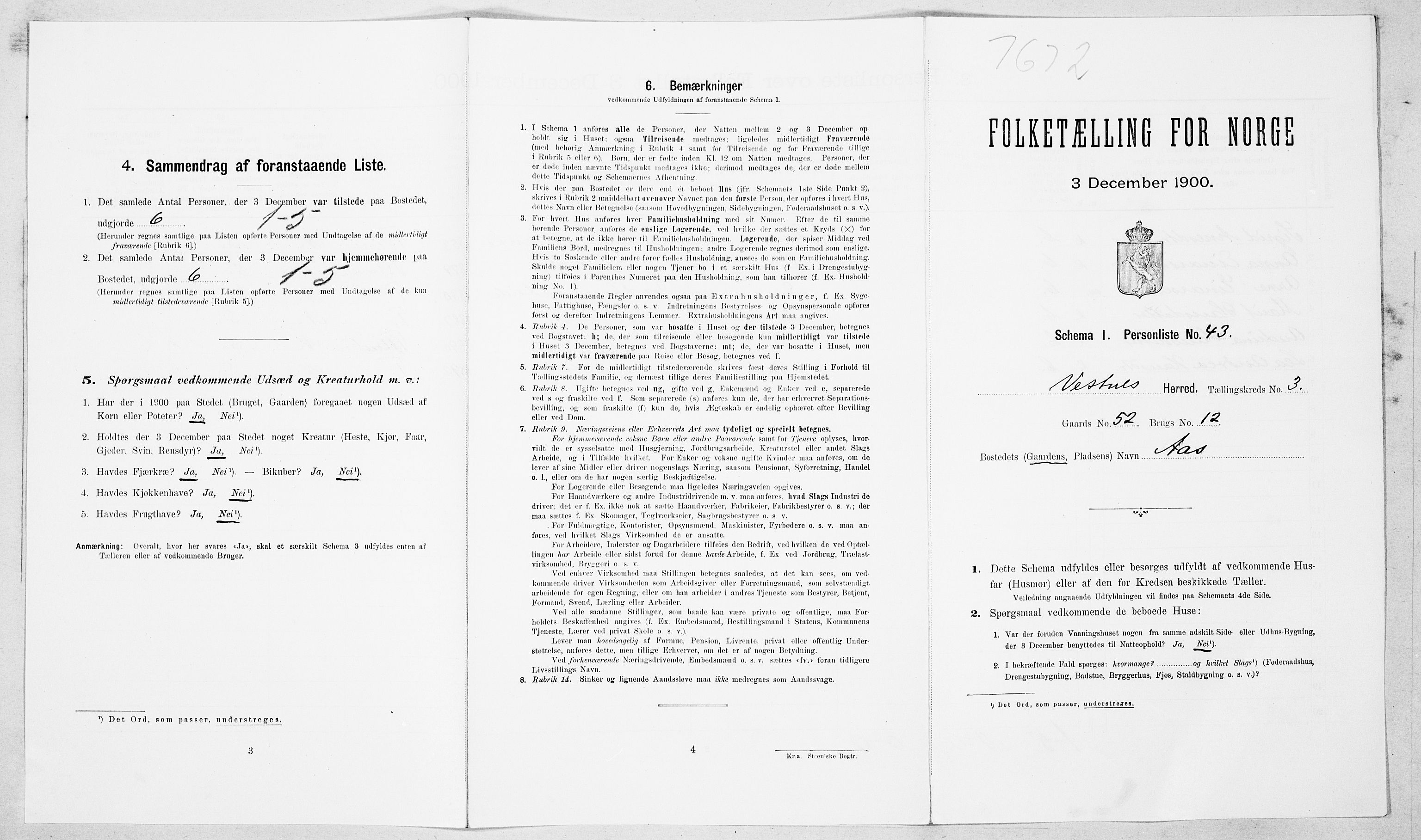 SAT, Folketelling 1900 for 1535 Vestnes herred, 1900, s. 435