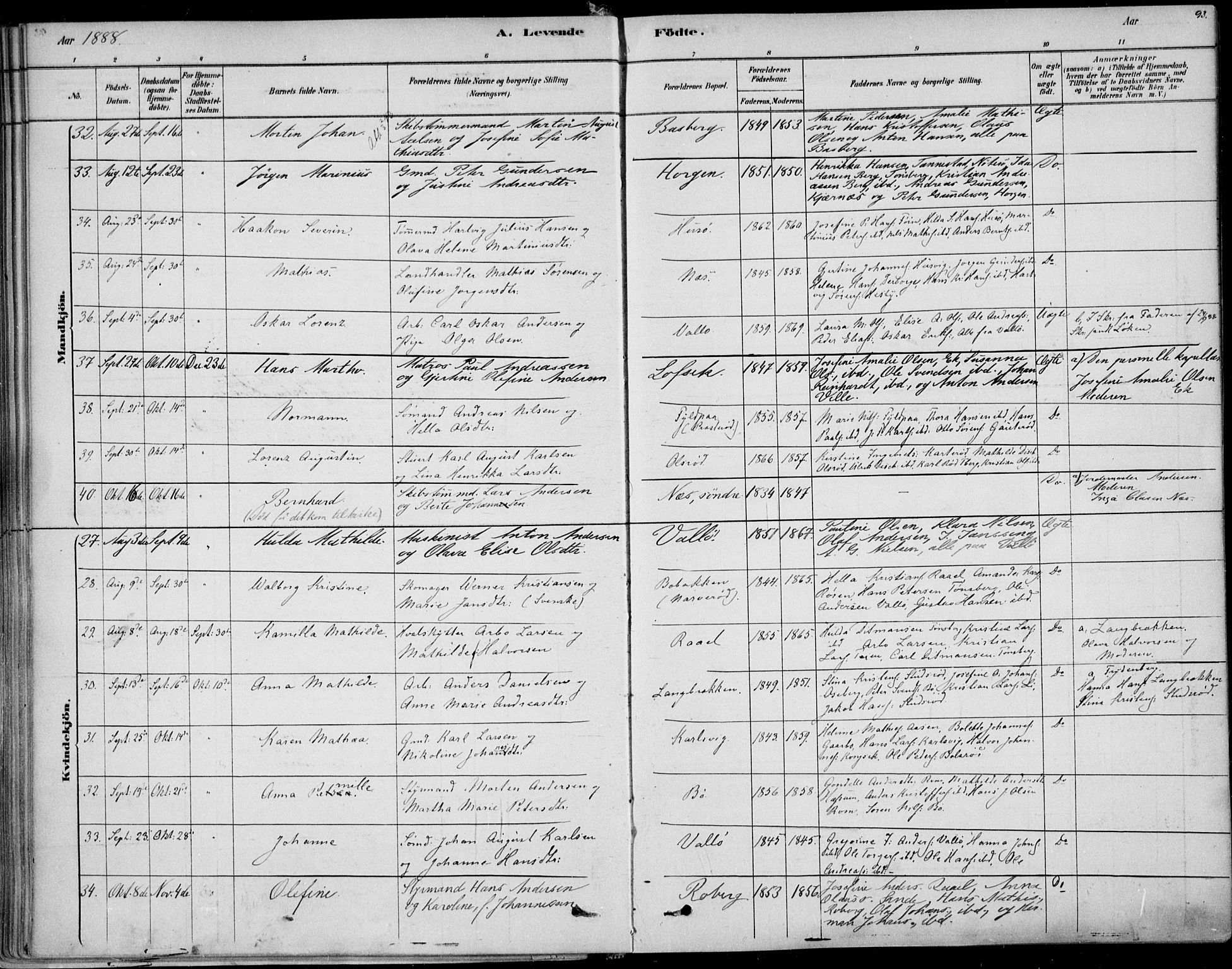 Sem kirkebøker, AV/SAKO-A-5/F/Fb/L0004: Ministerialbok nr. II 4, 1878-1891, s. 93
