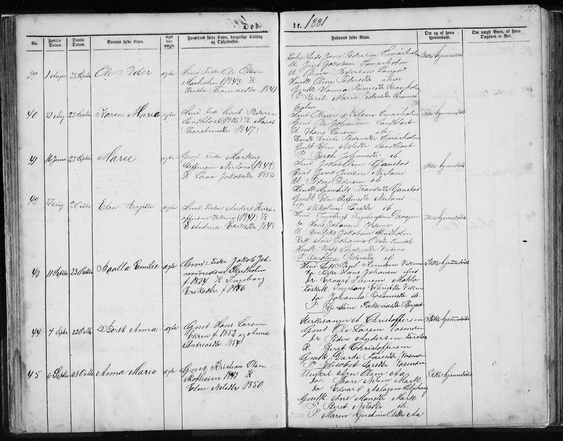 Ministerialprotokoller, klokkerbøker og fødselsregistre - Møre og Romsdal, AV/SAT-A-1454/567/L0782: Klokkerbok nr. 567C02, 1867-1886, s. 91