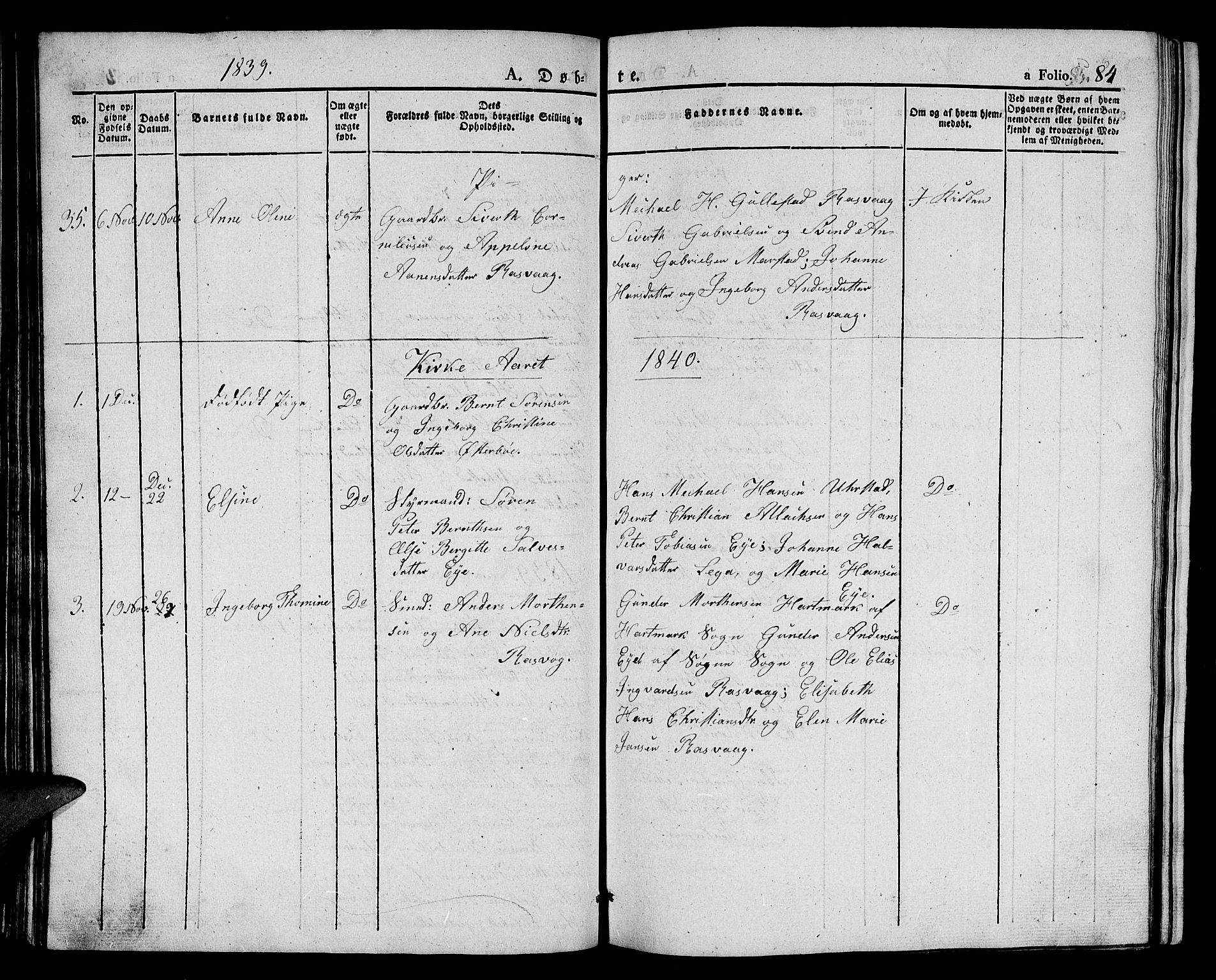 Flekkefjord sokneprestkontor, AV/SAK-1111-0012/F/Fb/Fbb/L0002: Klokkerbok nr. B 2a, 1831-1866, s. 84
