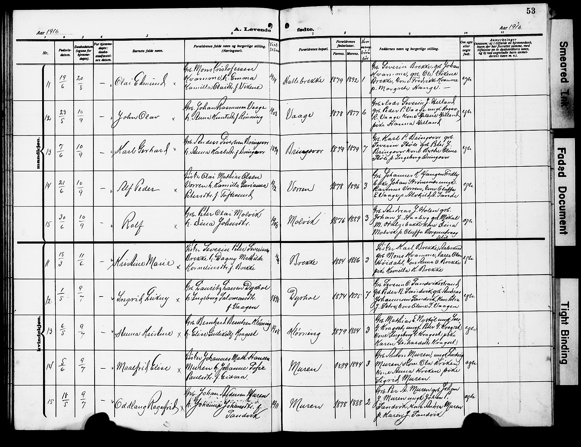 Ministerialprotokoller, klokkerbøker og fødselsregistre - Møre og Romsdal, AV/SAT-A-1454/503/L0050: Klokkerbok nr. 503C05, 1909-1922, s. 53