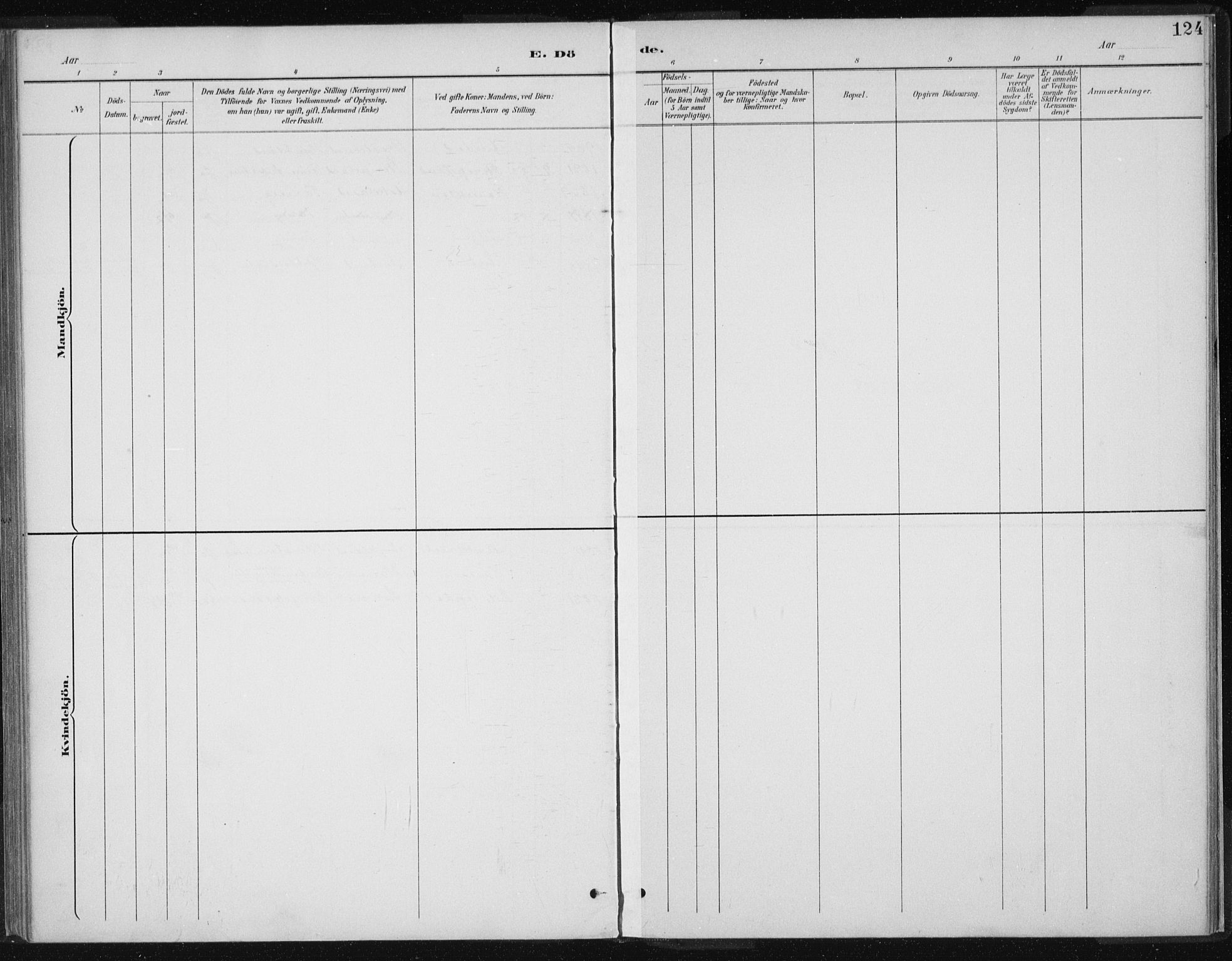 Herefoss sokneprestkontor, AV/SAK-1111-0019/F/Fa/Fac/L0002: Ministerialbok nr. A 2, 1887-1915, s. 124