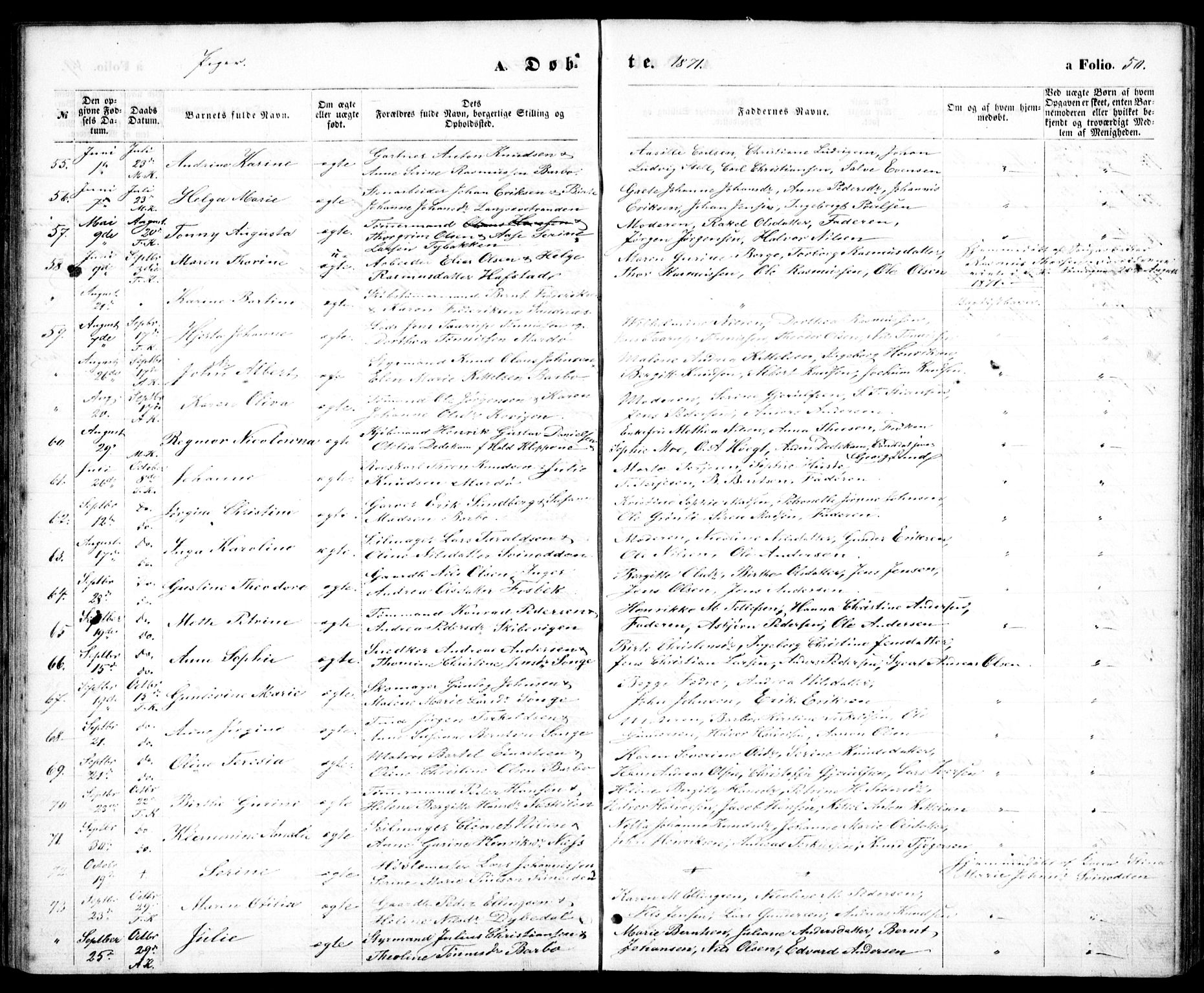 Tromøy sokneprestkontor, AV/SAK-1111-0041/F/Fb/L0004: Klokkerbok nr. B 4, 1869-1877, s. 50