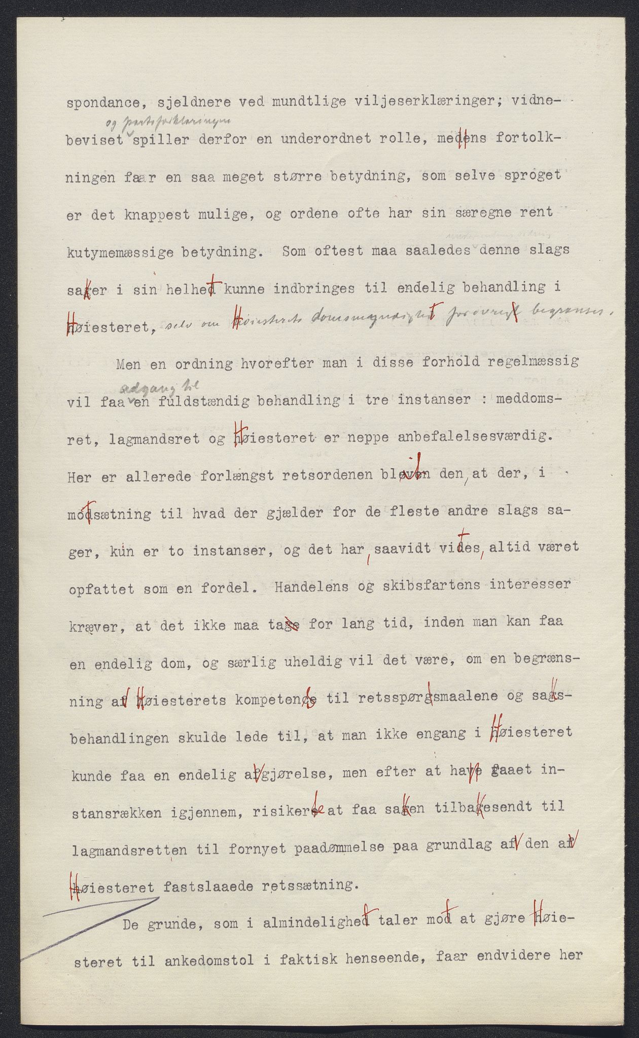 Justisdepartementet, Lovavdelingen, RA/S-3212/D/De/L0148/0001: Sivilprosesslovene / Sivilprosess: III - Ot.prp. nr. 1 - 1910: Utkast til lov om rettergangsmåten i tvistemål 1. Mappe 1/2, 1909, s. 235