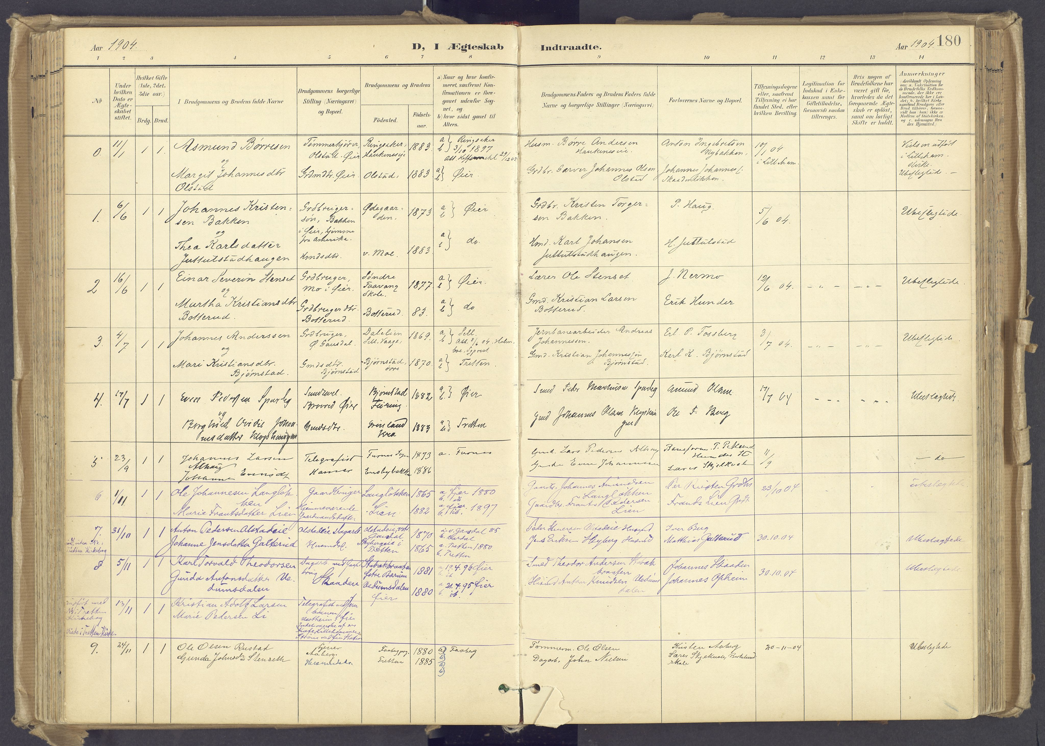 Øyer prestekontor, AV/SAH-PREST-084/H/Ha/Haa/L0012: Ministerialbok nr. 12, 1897-1920, s. 180