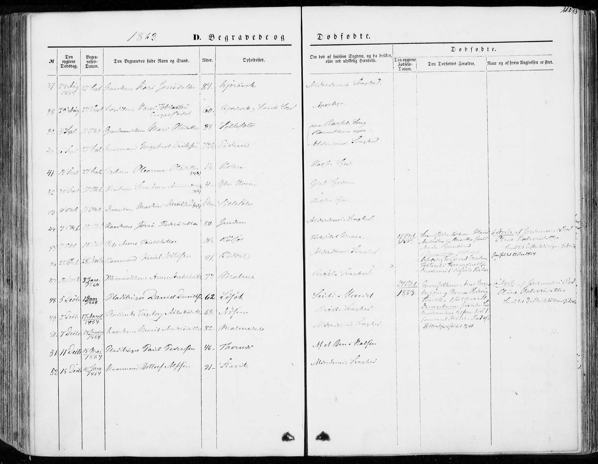 Ministerialprotokoller, klokkerbøker og fødselsregistre - Møre og Romsdal, AV/SAT-A-1454/565/L0748: Ministerialbok nr. 565A02, 1845-1872, s. 262