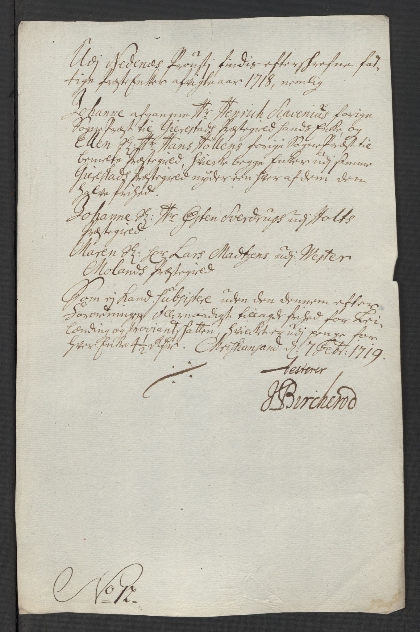 Rentekammeret inntil 1814, Reviderte regnskaper, Fogderegnskap, AV/RA-EA-4092/R39/L2327: Fogderegnskap Nedenes, 1718, s. 250