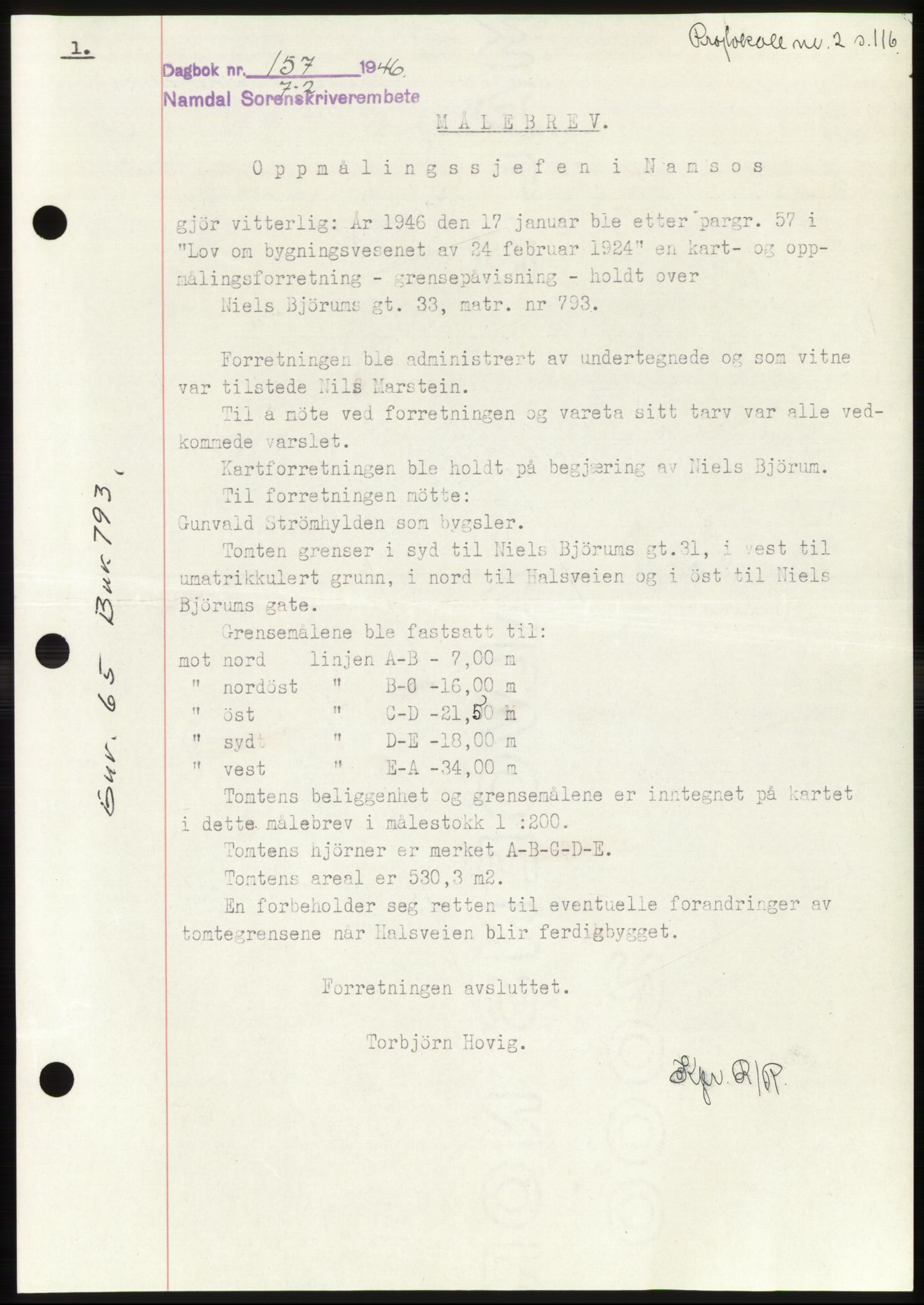 Namdal sorenskriveri, SAT/A-4133/1/2/2C: Pantebok nr. -, 1946-1946, Dagboknr: 157/1946