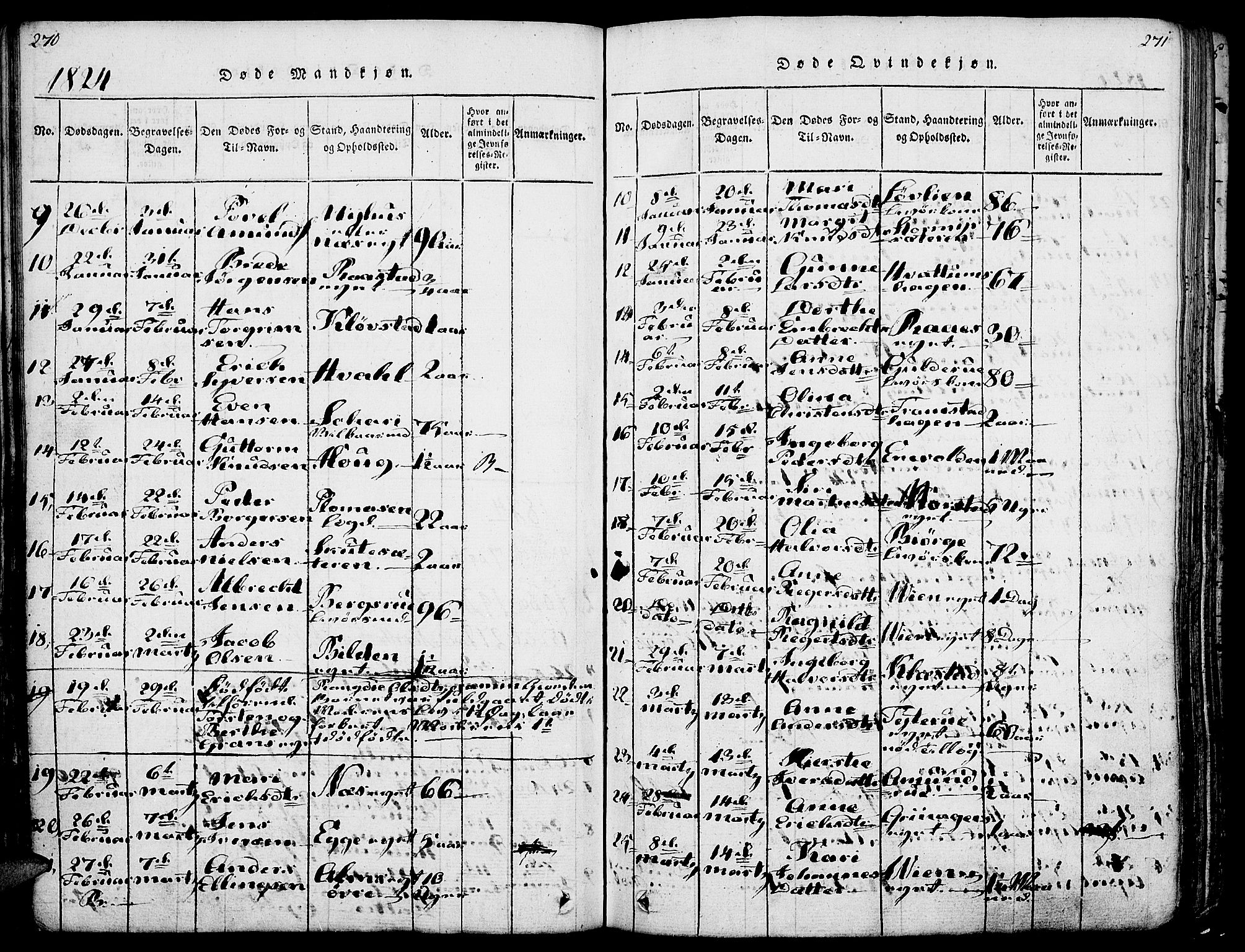 Gran prestekontor, SAH/PREST-112/H/Ha/Haa/L0009: Ministerialbok nr. 9, 1815-1824, s. 270-271