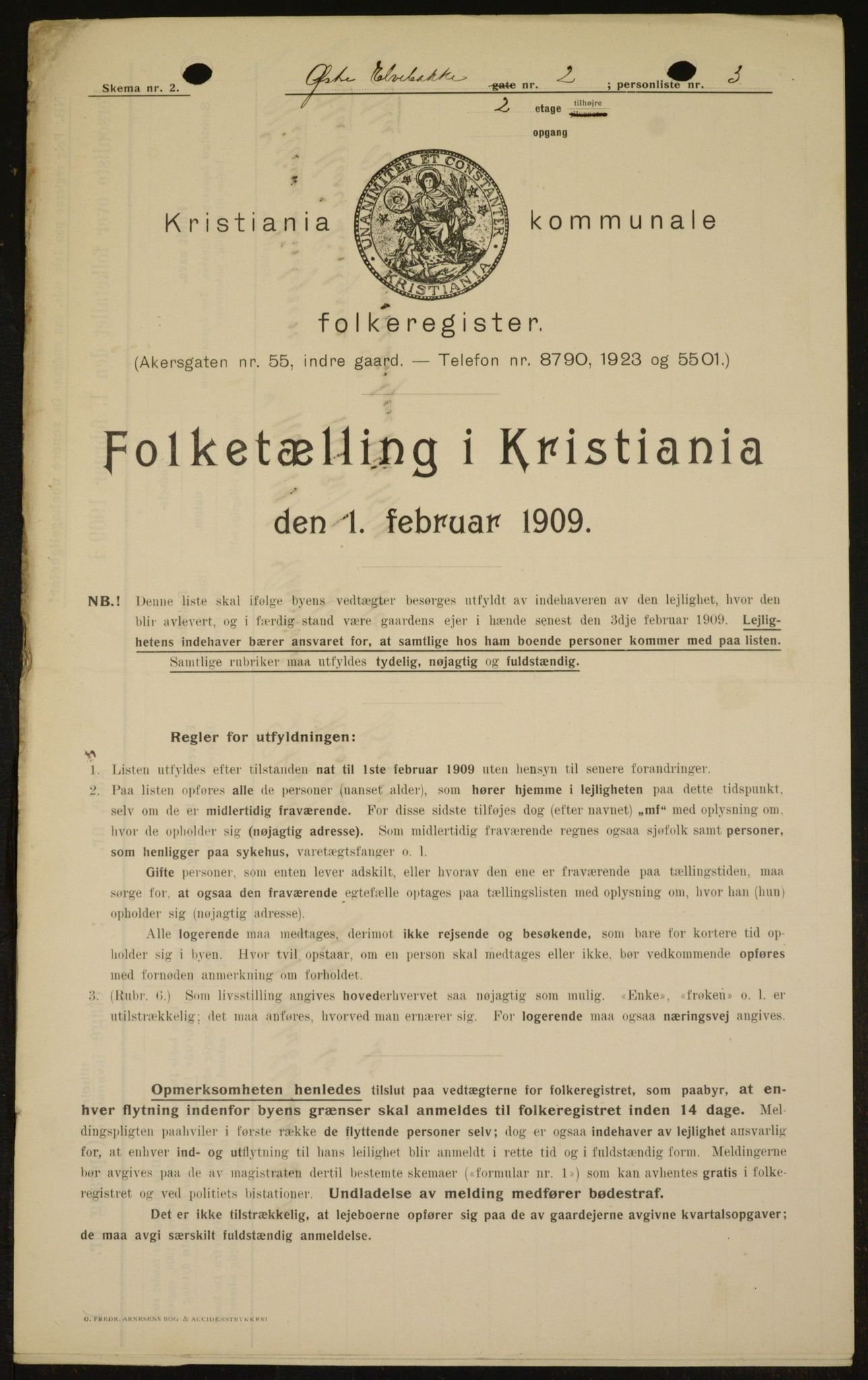 OBA, Kommunal folketelling 1.2.1909 for Kristiania kjøpstad, 1909, s. 117471