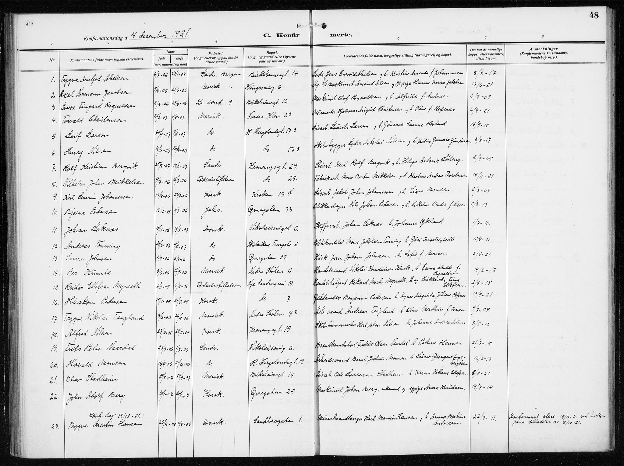 Mariakirken Sokneprestembete, AV/SAB-A-76901/H/Haa/L0015: Ministerialbok nr. C 3, 1913-1927, s. 48