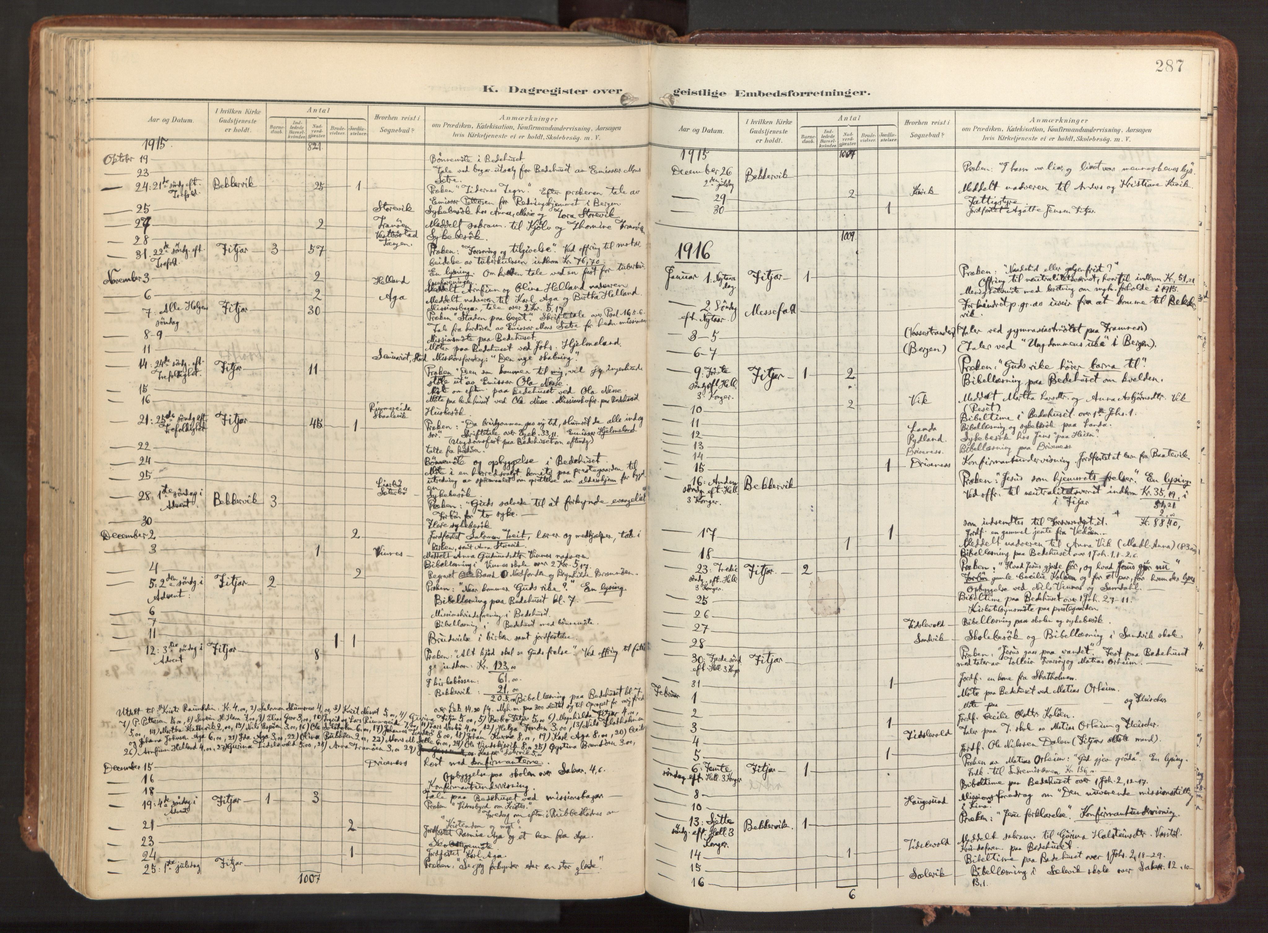 Fitjar sokneprestembete, AV/SAB-A-99926: Ministerialbok nr. A 3, 1900-1918, s. 287