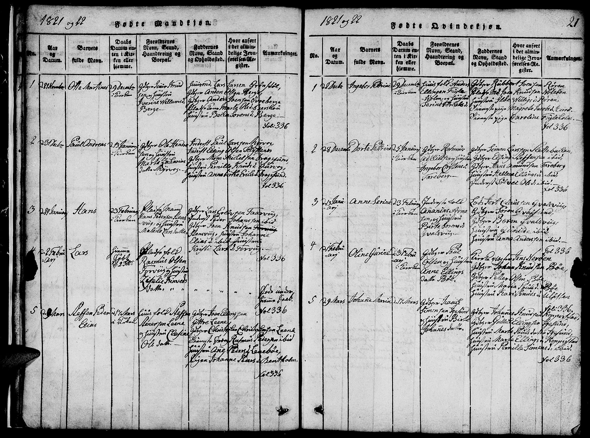 Ministerialprotokoller, klokkerbøker og fødselsregistre - Møre og Romsdal, SAT/A-1454/507/L0078: Klokkerbok nr. 507C01, 1816-1840, s. 21