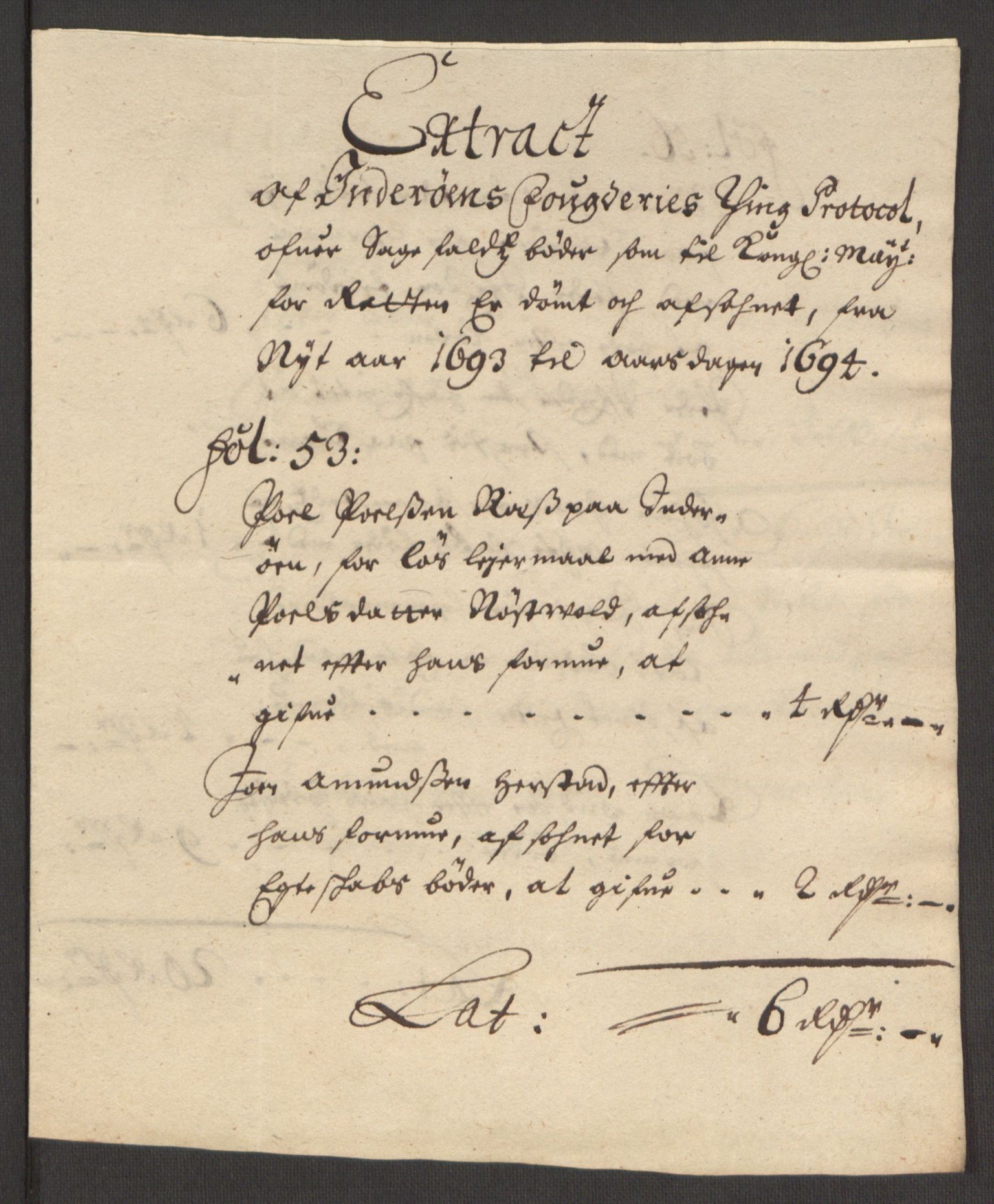 Rentekammeret inntil 1814, Reviderte regnskaper, Fogderegnskap, AV/RA-EA-4092/R63/L4308: Fogderegnskap Inderøy, 1692-1694, s. 506