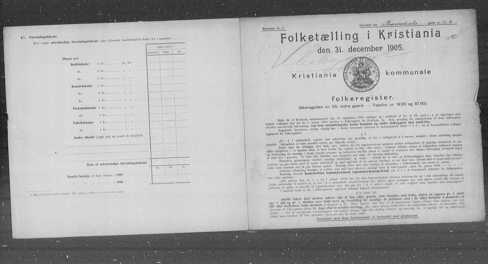 OBA, Kommunal folketelling 31.12.1905 for Kristiania kjøpstad, 1905, s. 43812