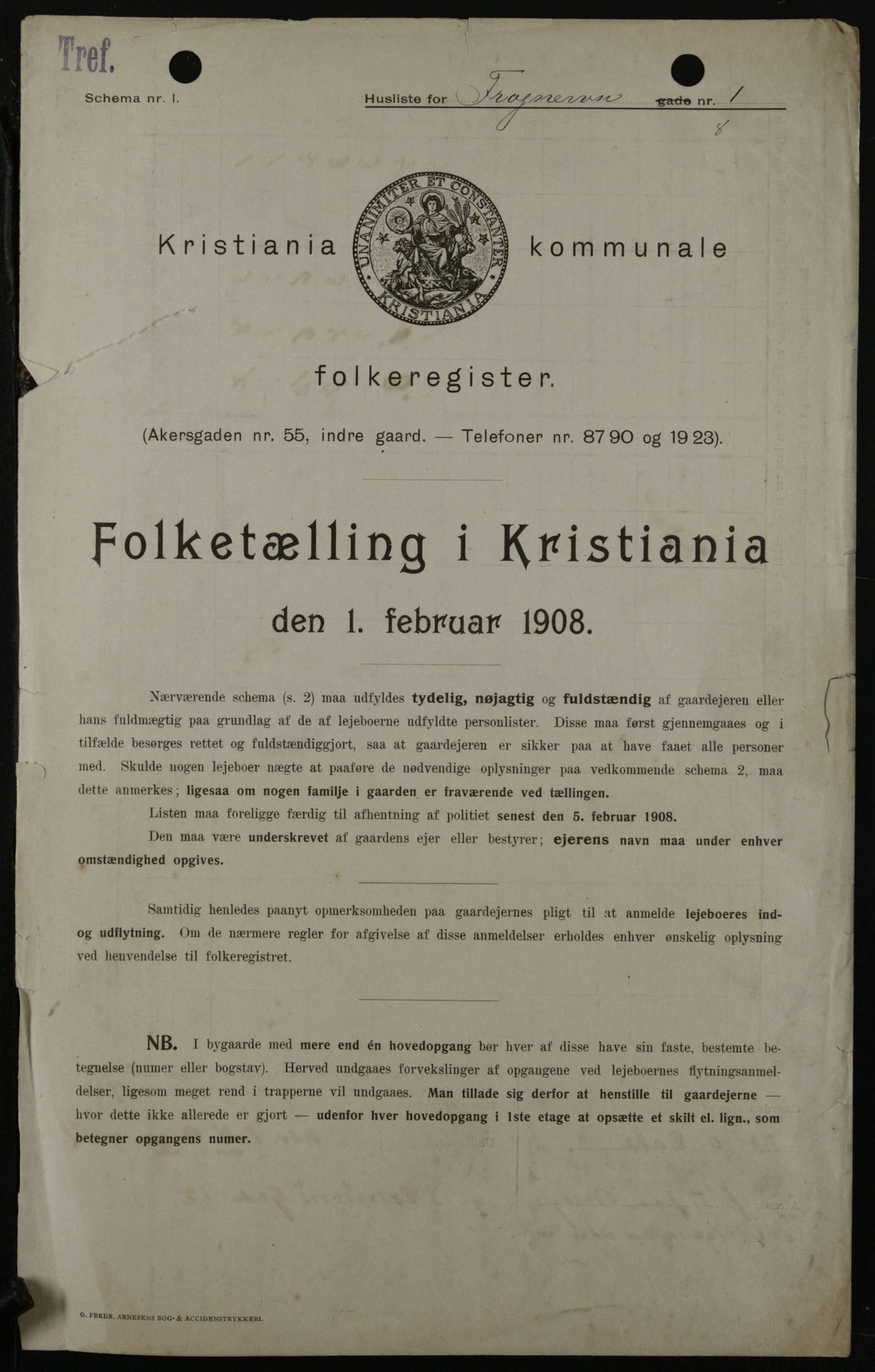 OBA, Kommunal folketelling 1.2.1908 for Kristiania kjøpstad, 1908, s. 24419