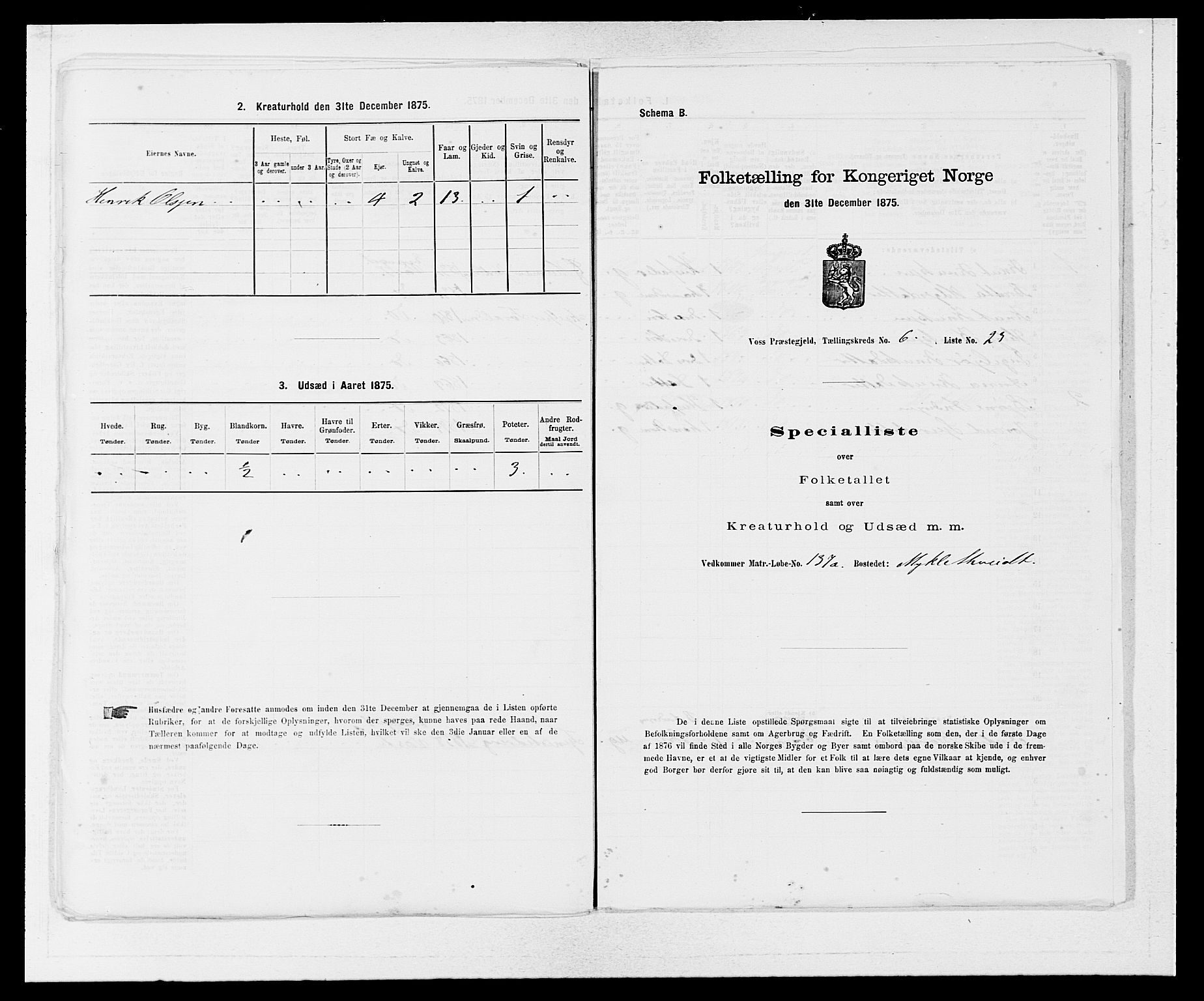 SAB, Folketelling 1875 for 1235P Voss prestegjeld, 1875, s. 2263