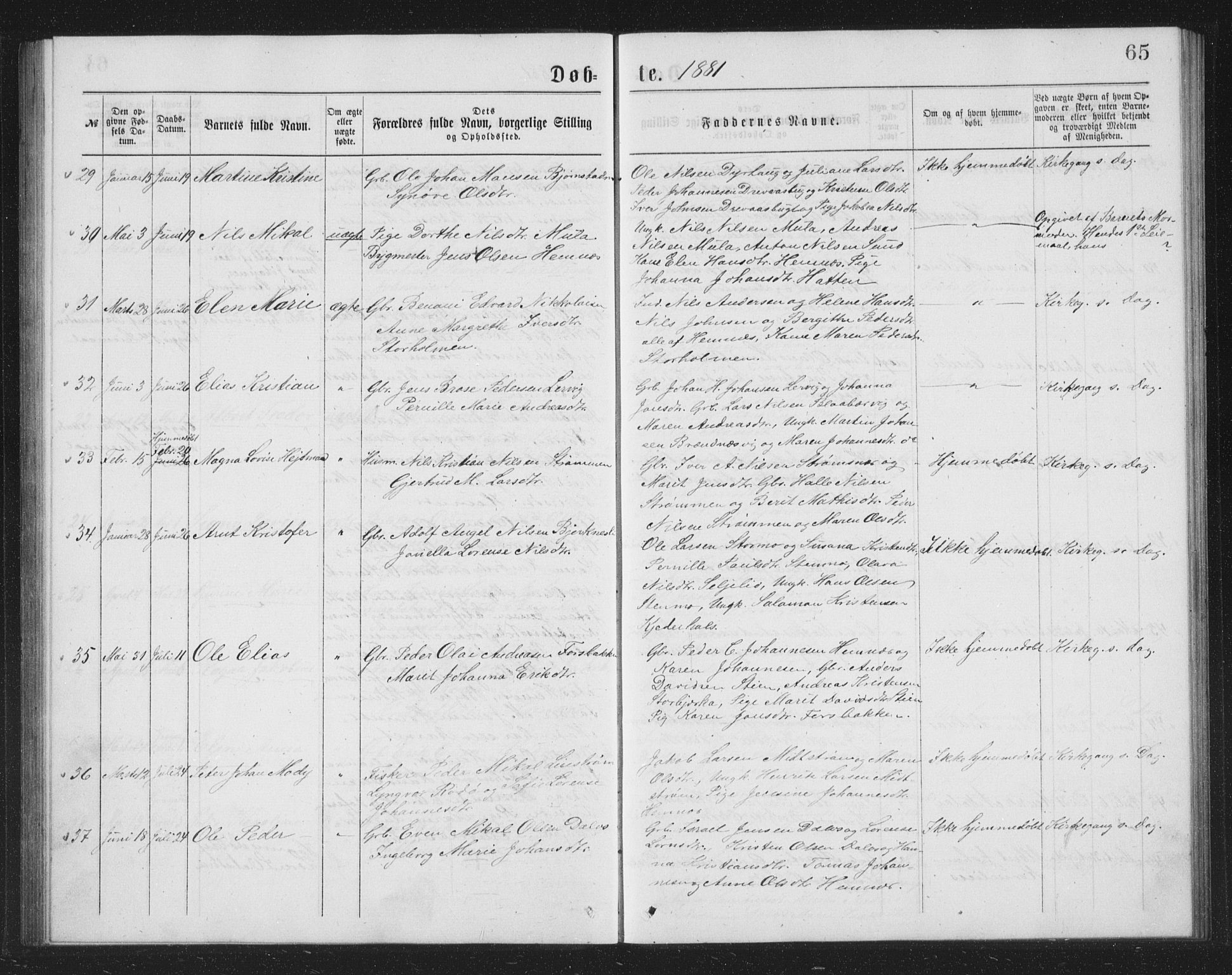 Ministerialprotokoller, klokkerbøker og fødselsregistre - Nordland, AV/SAT-A-1459/825/L0369: Klokkerbok nr. 825C06, 1873-1885, s. 65